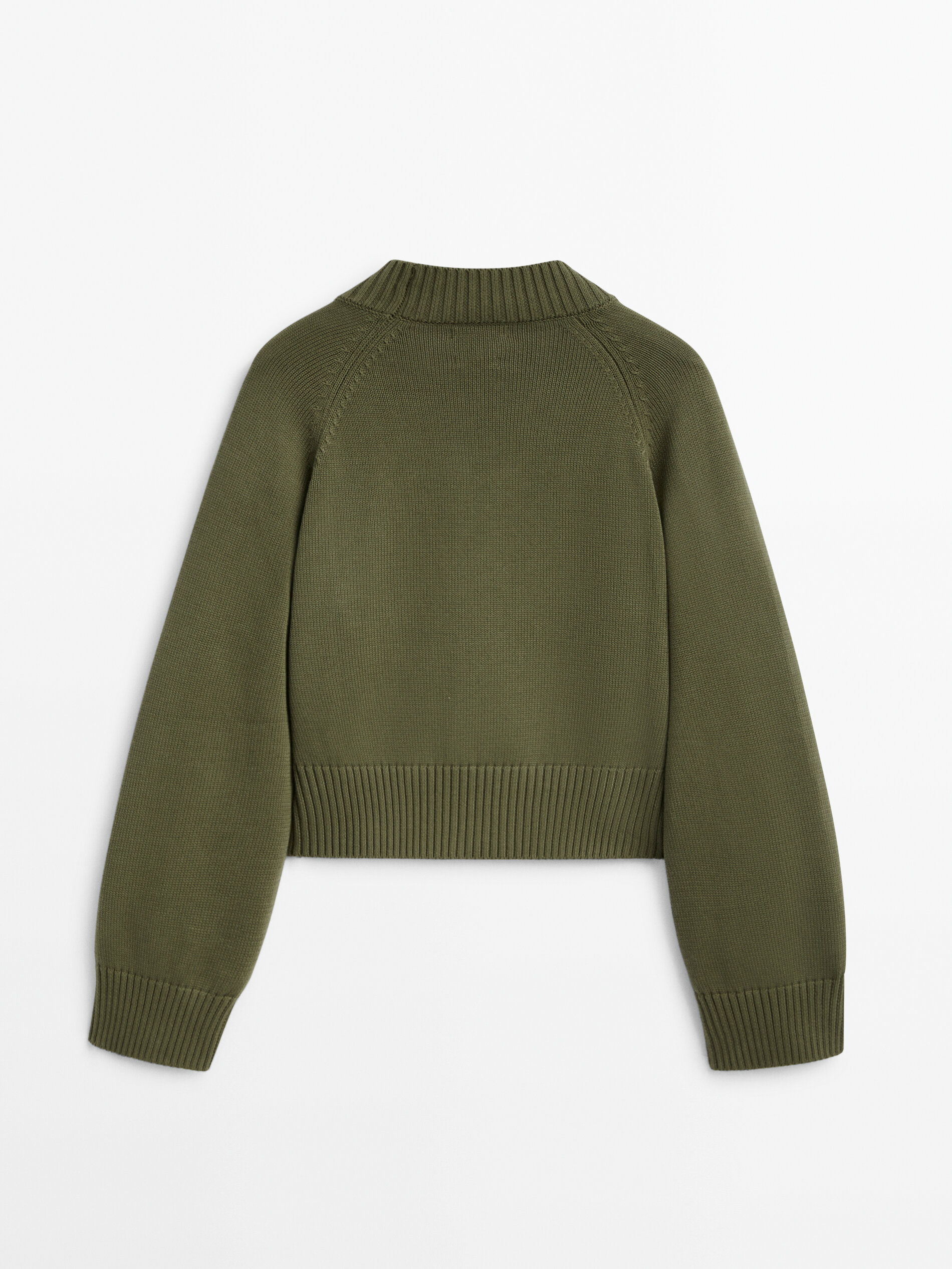 Cárdigan de punto cuello pico botones - KAKI