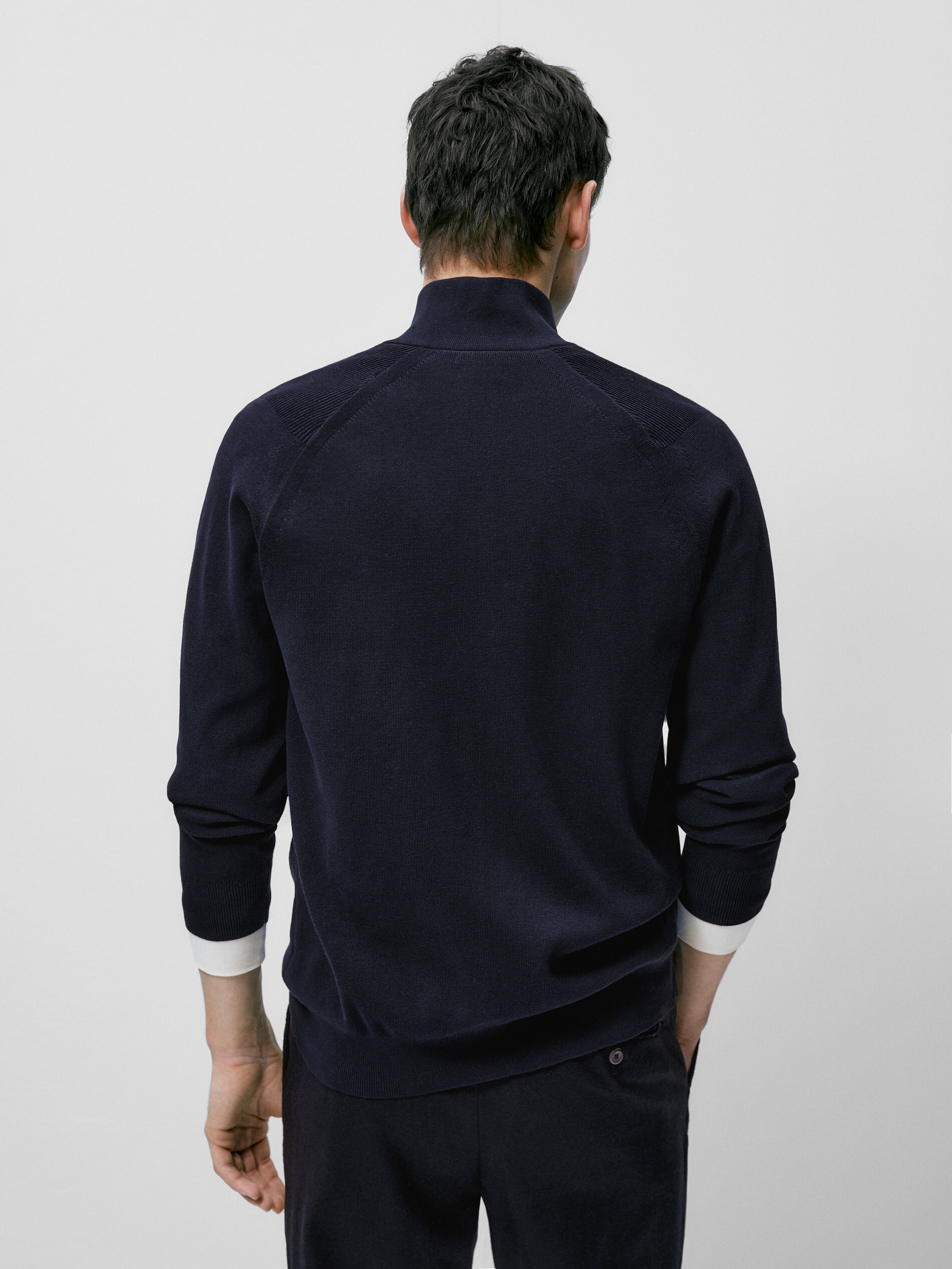 Cárdigan 100% algodón con cremallera - AZUL MARINO