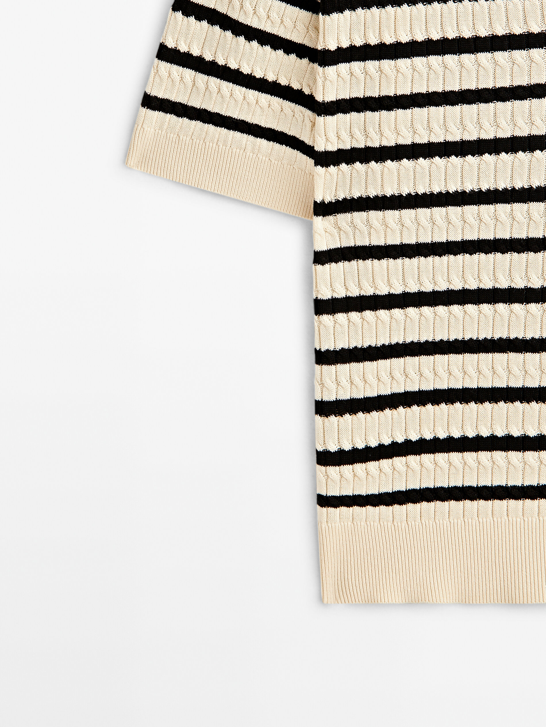 Jersey polo rayas punto trenzas - CRUDO