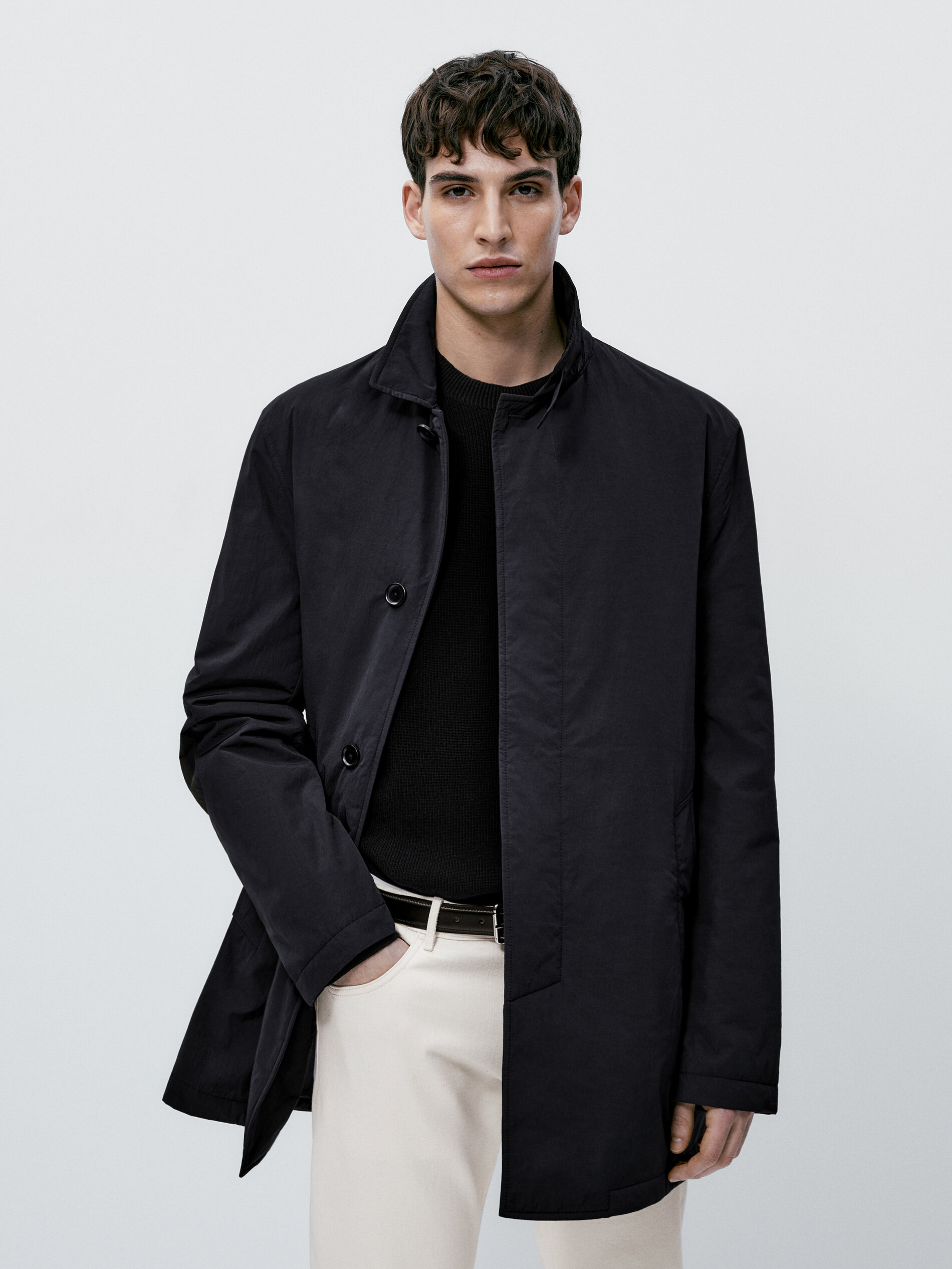 Chaqueta trench técnica ligera 3/4 - AZUL MARINO