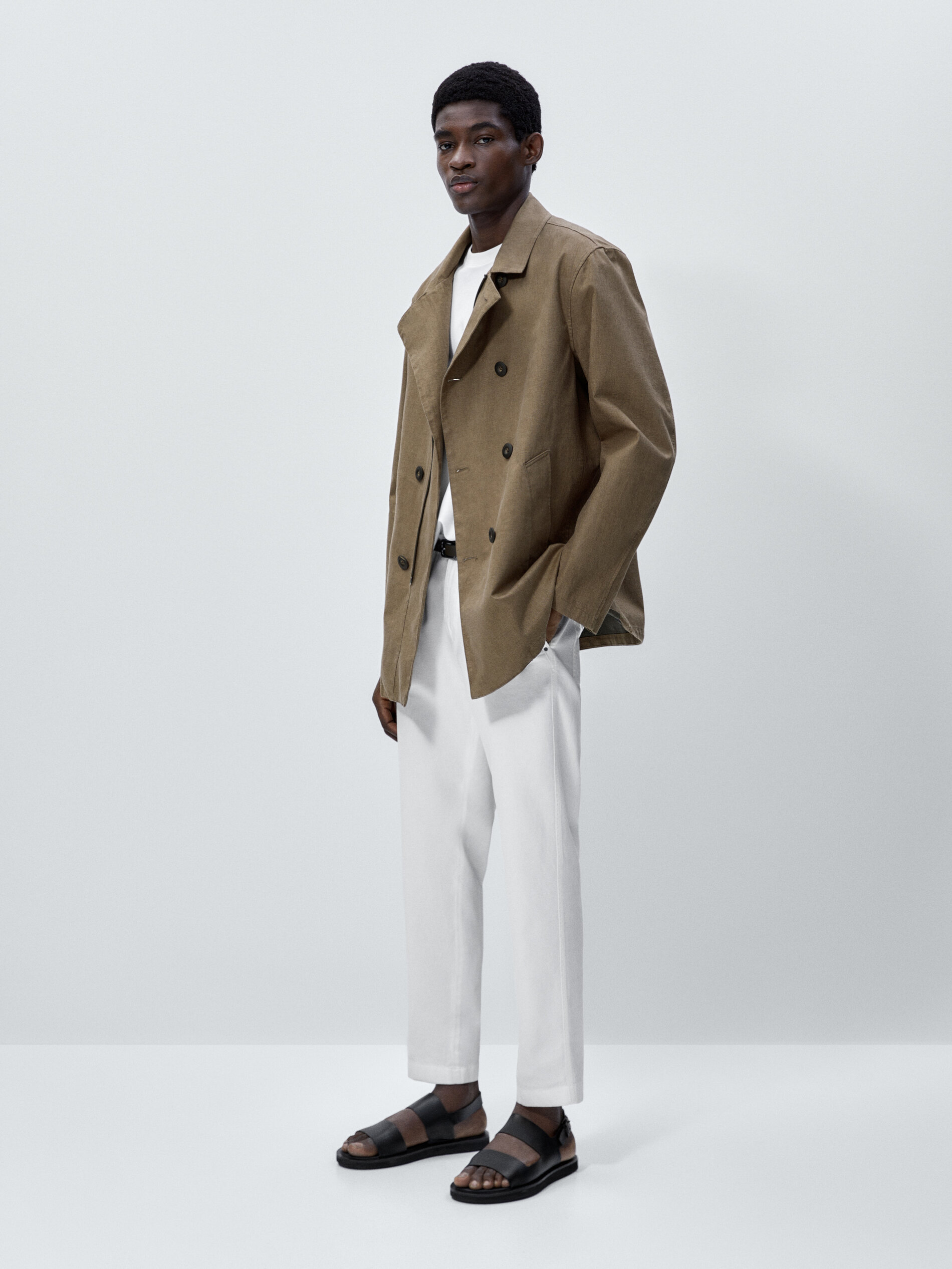 Pantalón tejanero tapered fit - BLANCO