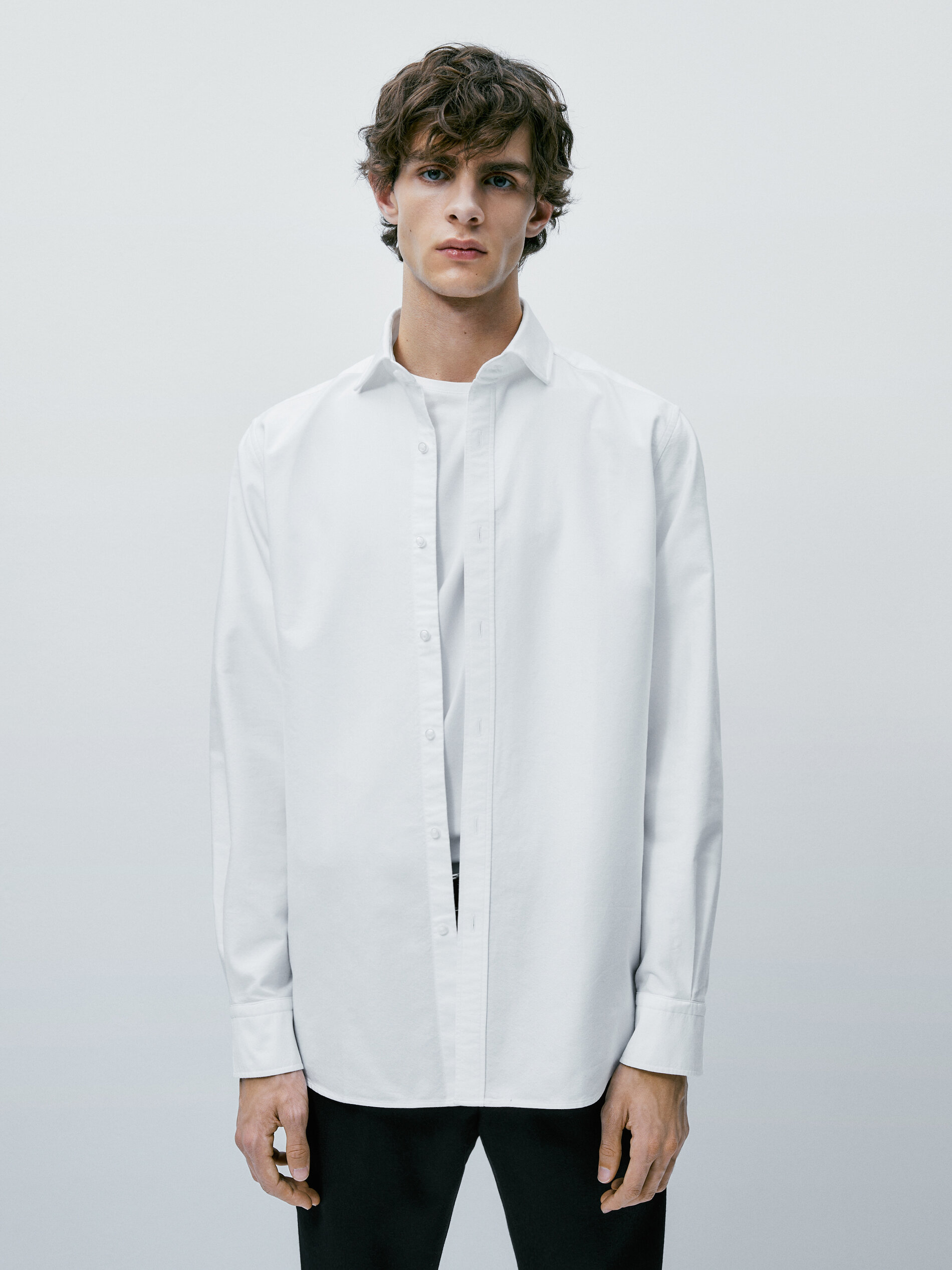 Camisa oxford algodón slim fit - BLANCO