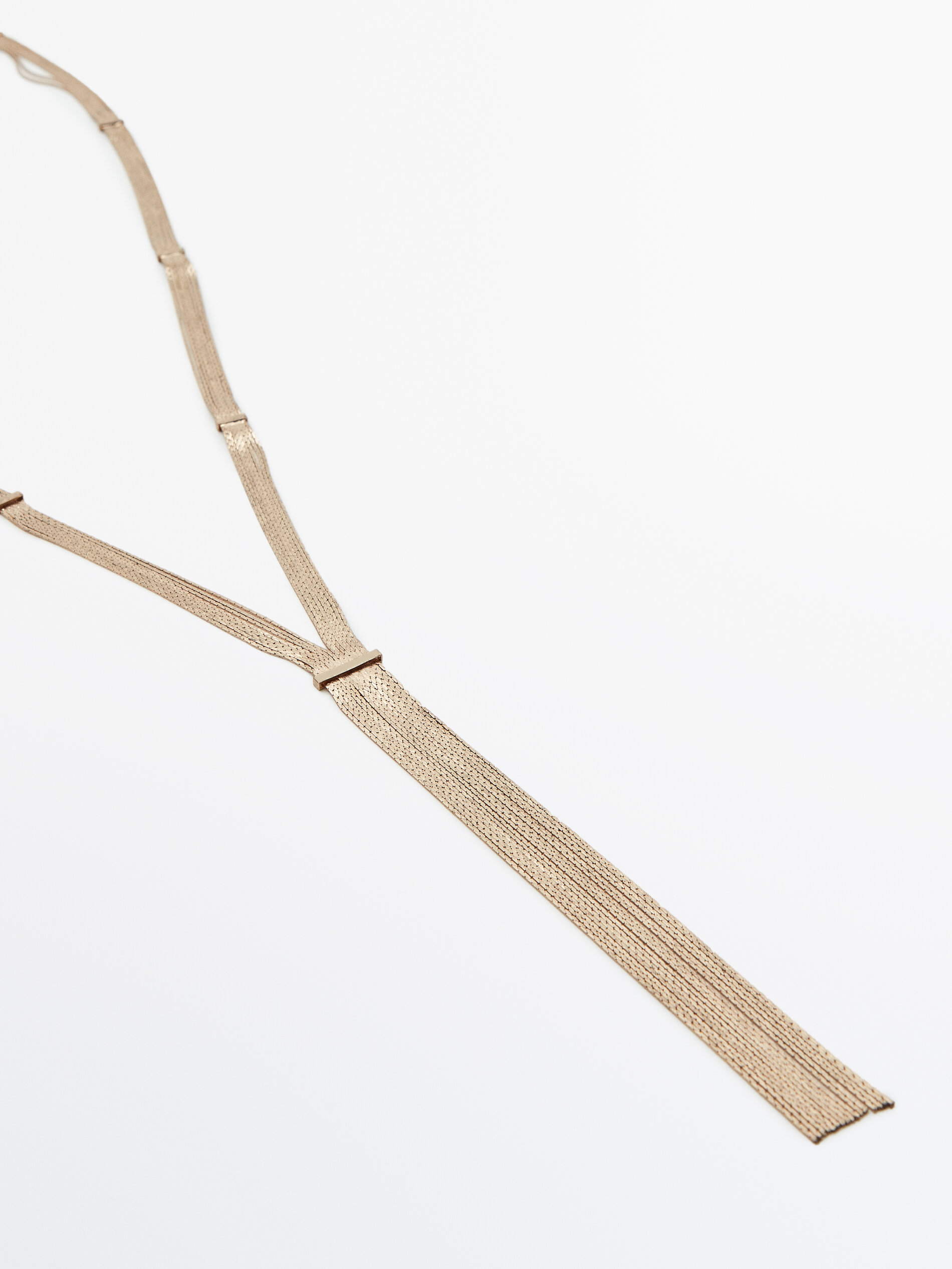 Collar largo cascada mini cadena baño oro - ORO