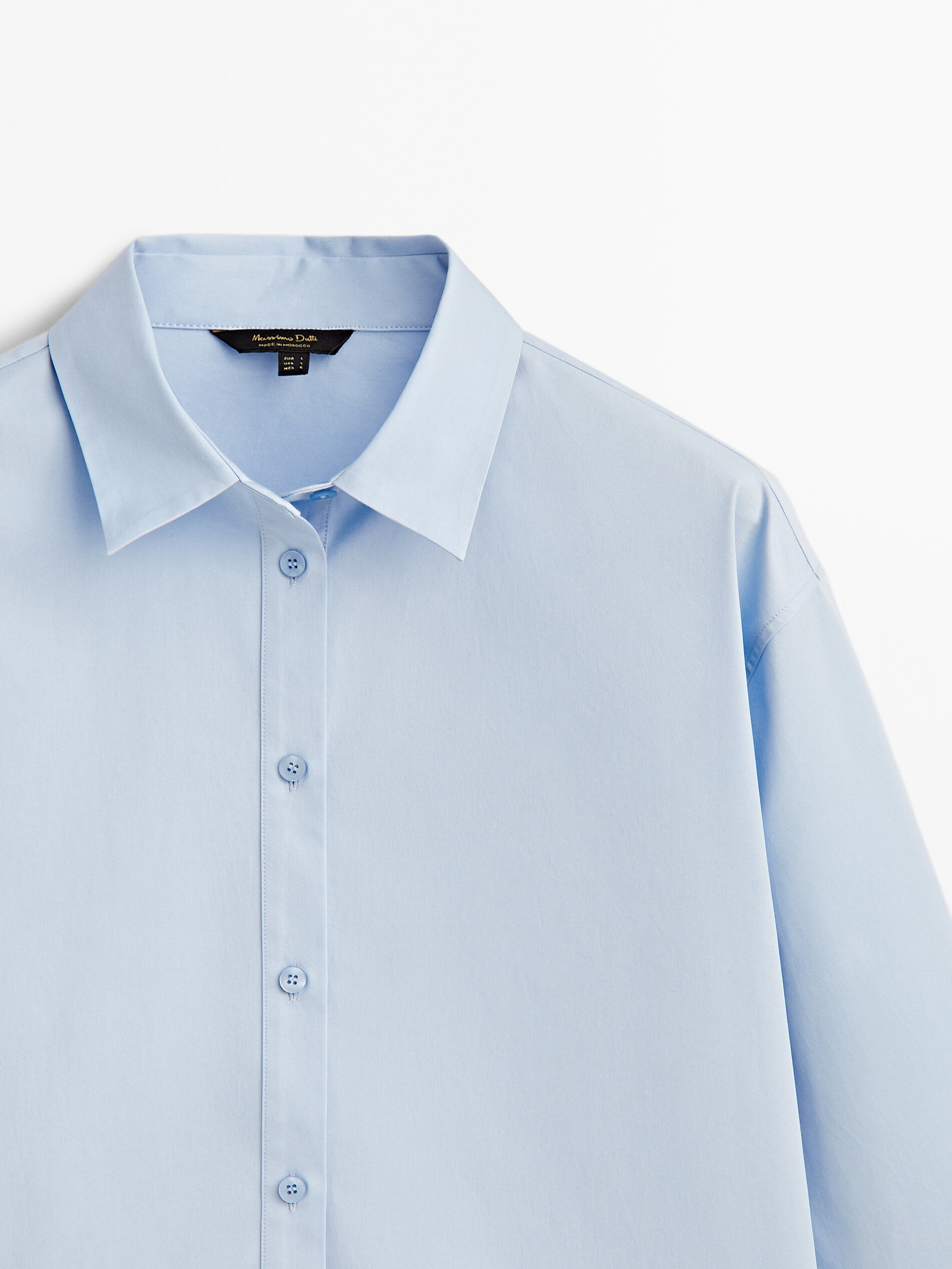 Camisa popelín algodón sarga - CELESTE