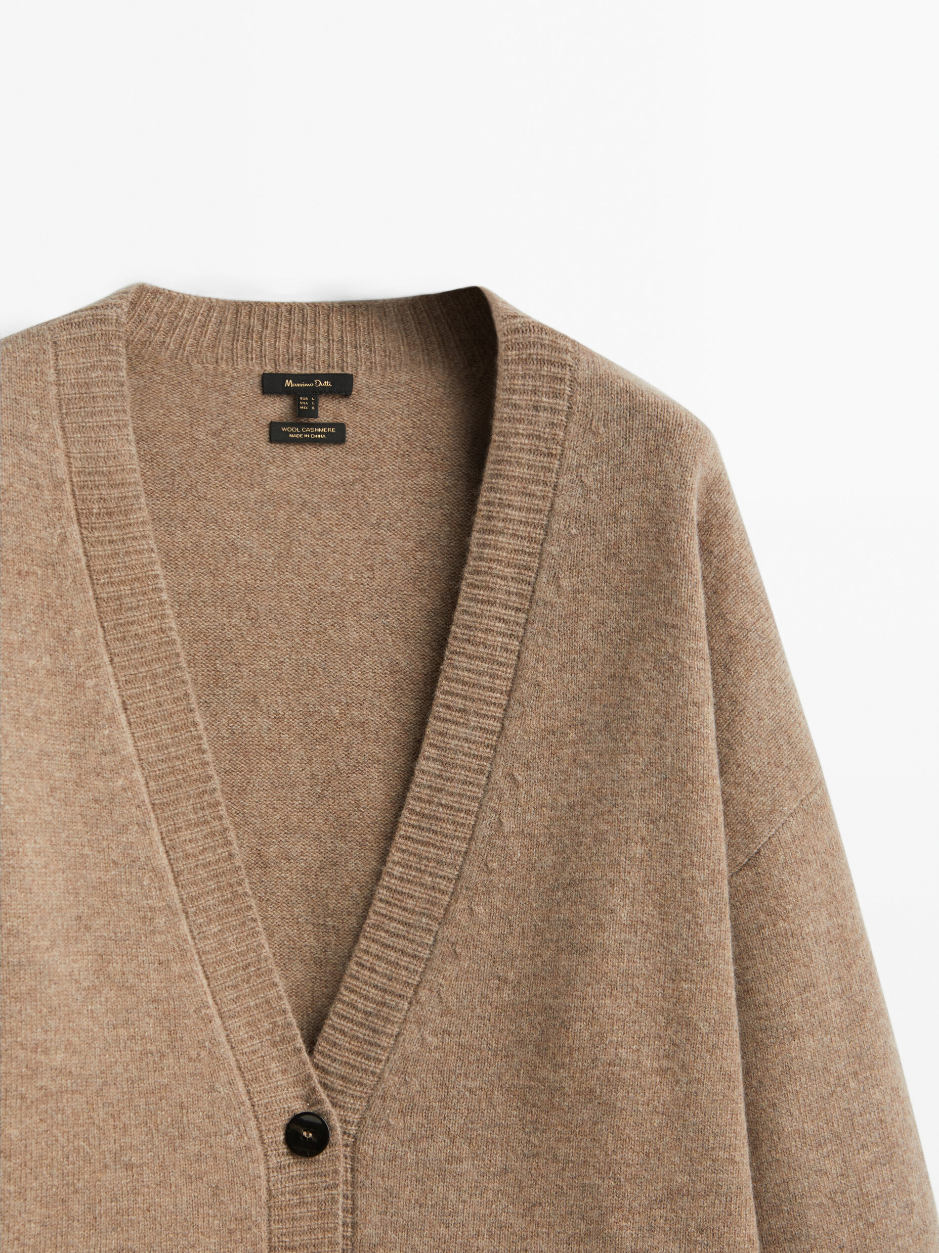 Cárdigan botones mezcla lana cashmere - CRUDO MEDIO