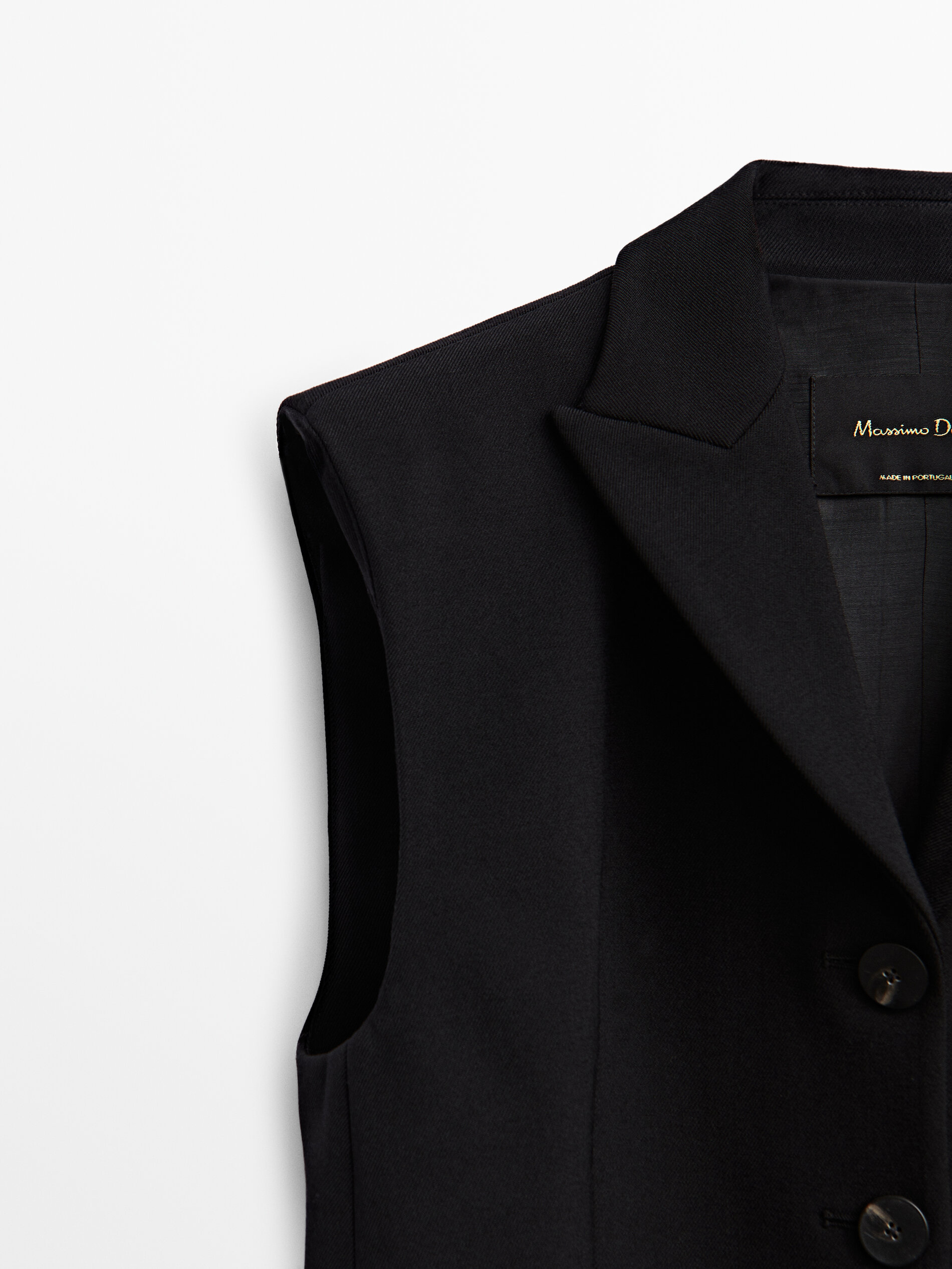 Chaleco largo negro botones - NEGRO