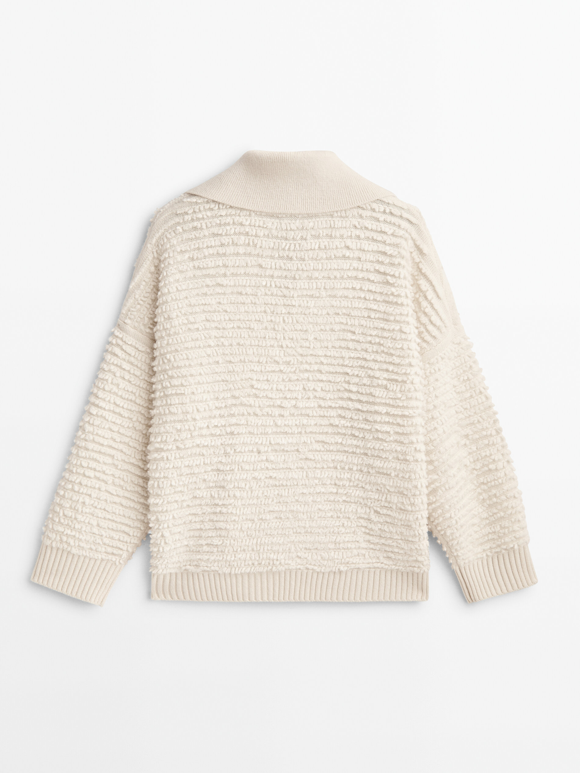 Jersey cuello polo punto boucle - BEIGE