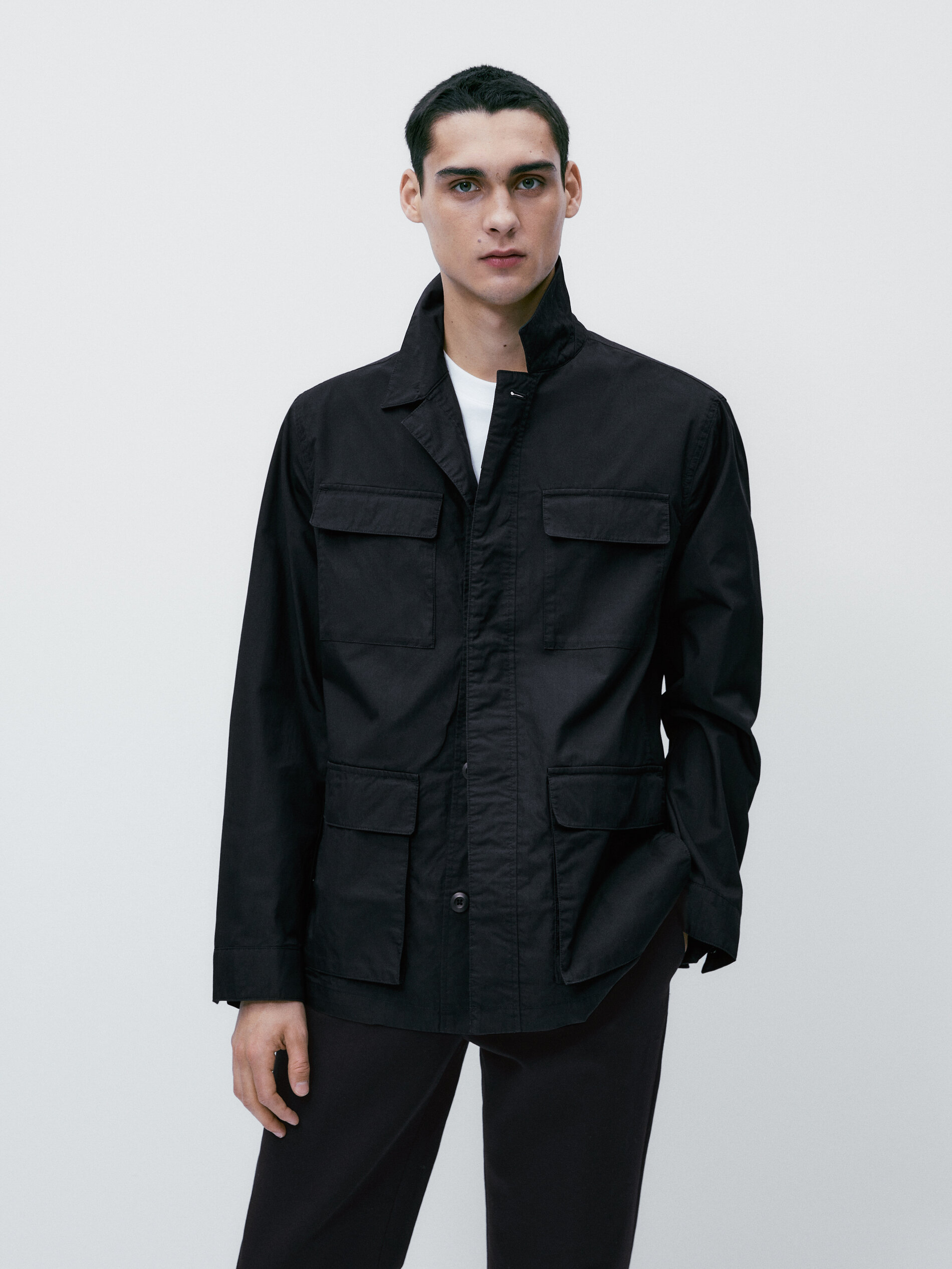 Sobrecamisa mezcla algodón bolsillos - AZUL MARINO