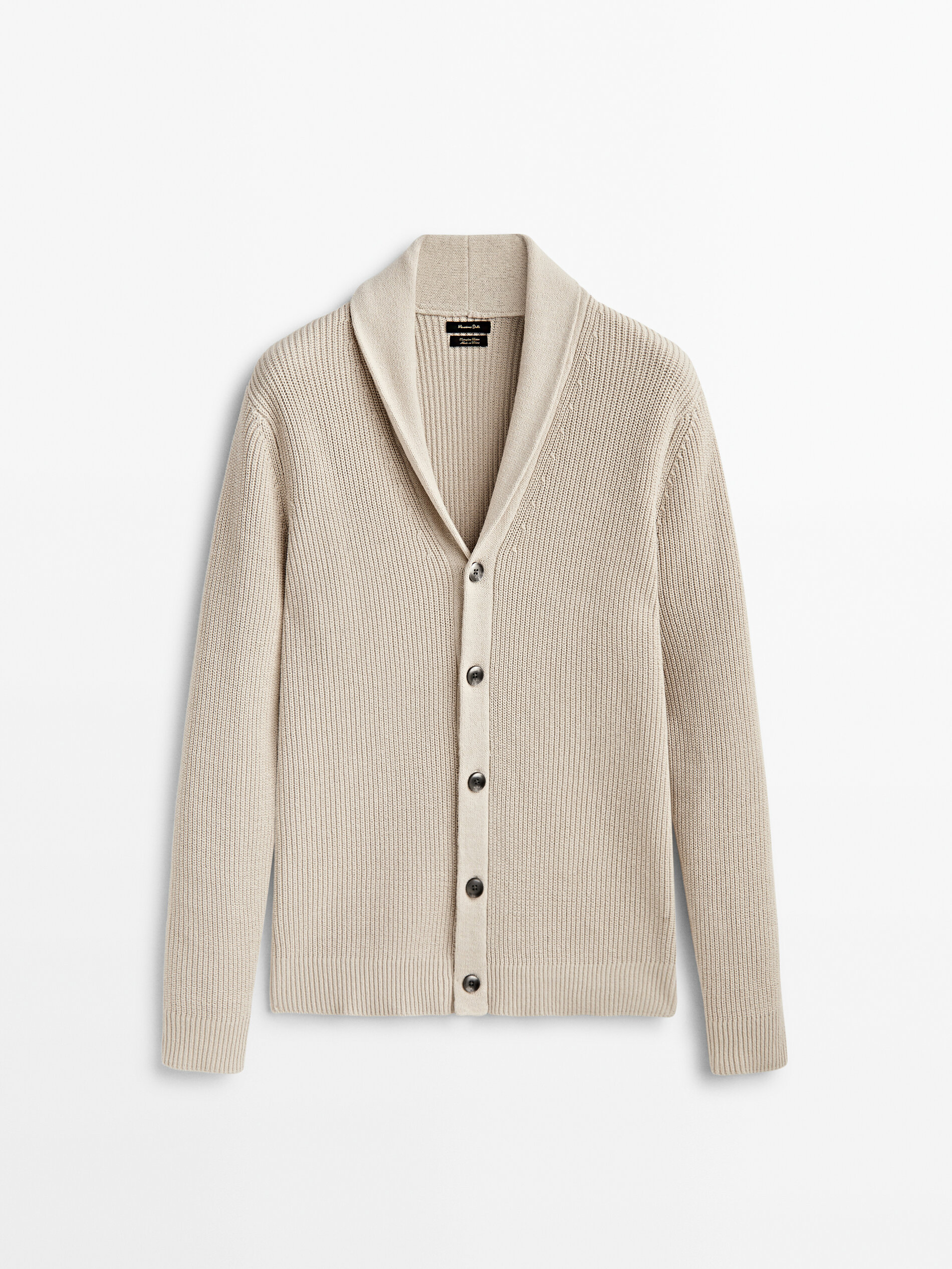 Cárdigan de punto cuello chal - Beige