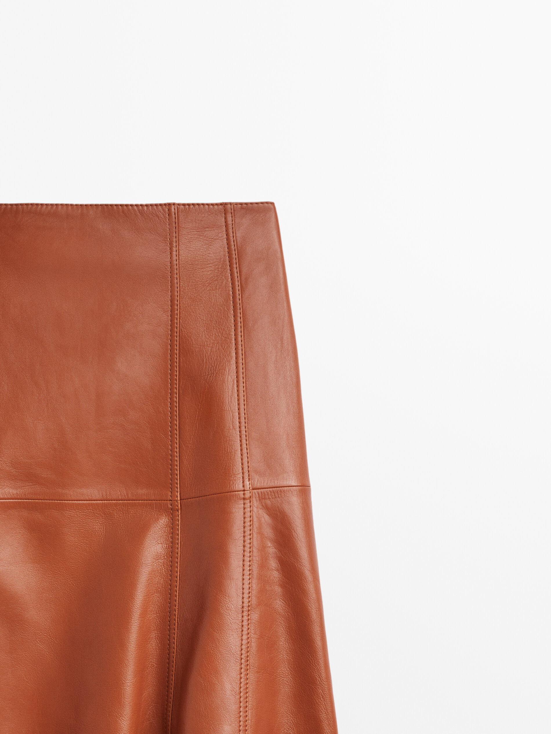 Falda larga piel napa costuras - CUERO