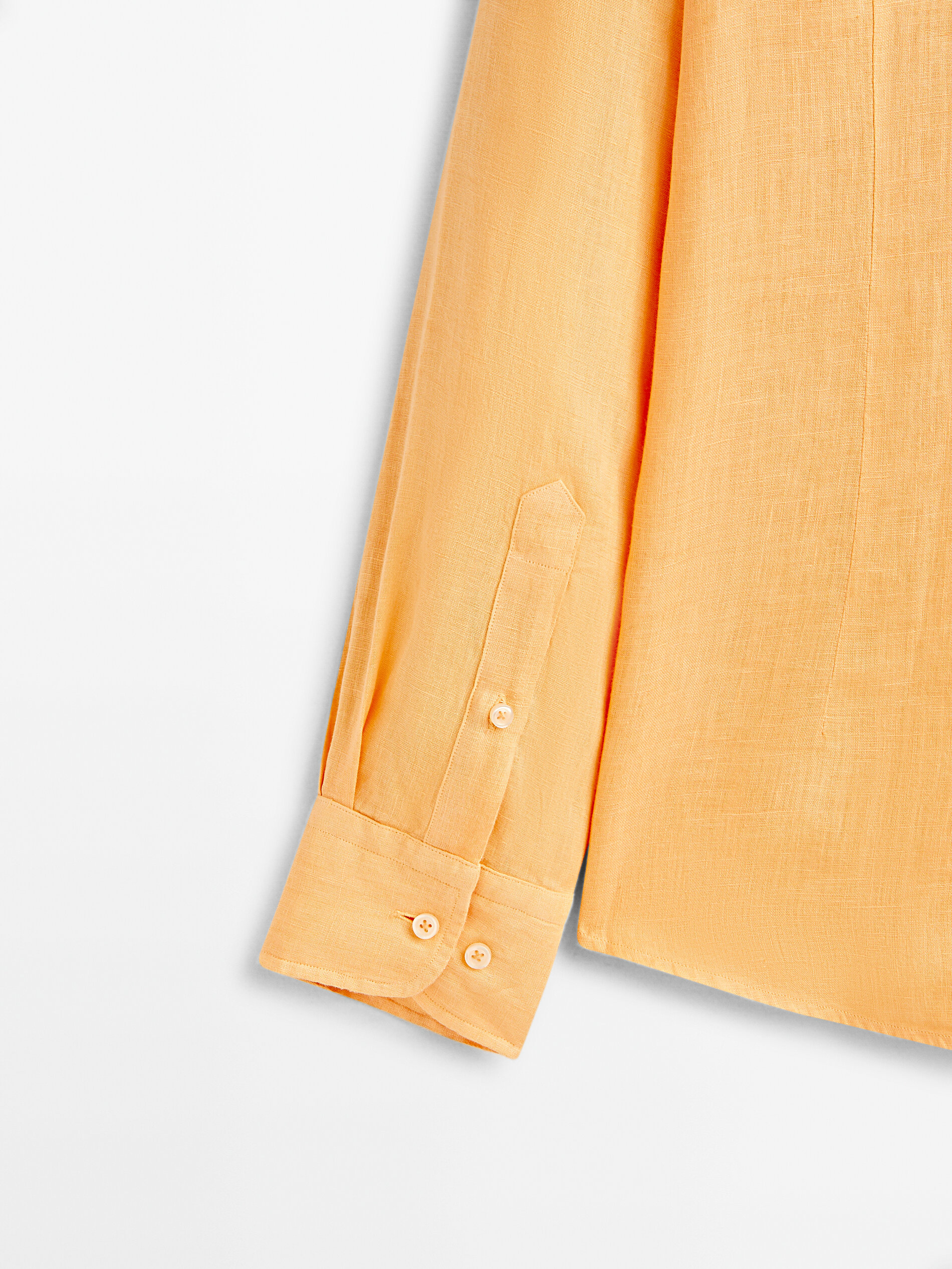 Camisa 100% lino cuello mao slim fit - NARANJA