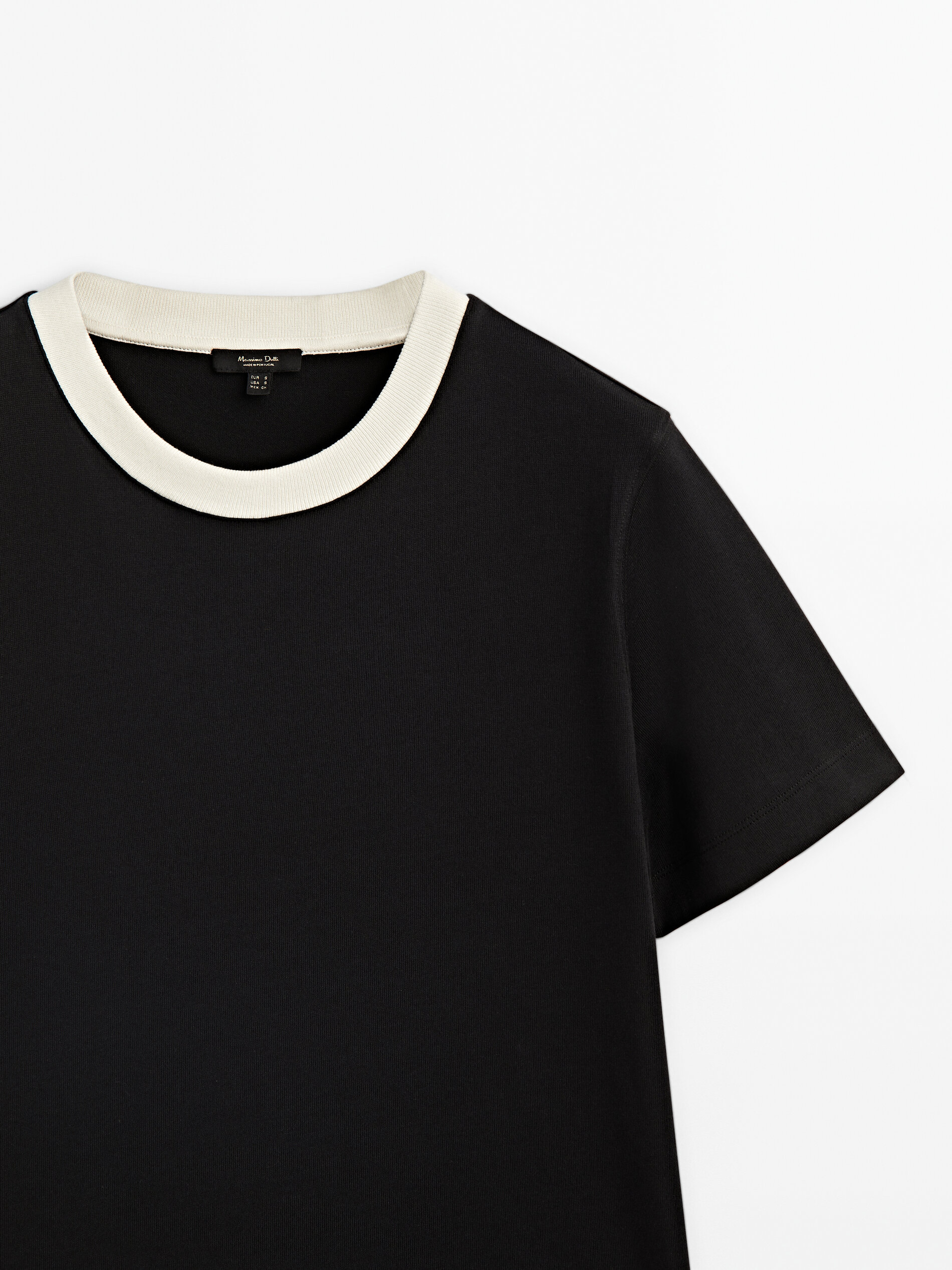 Camiseta manga corta contraste - NEGRO