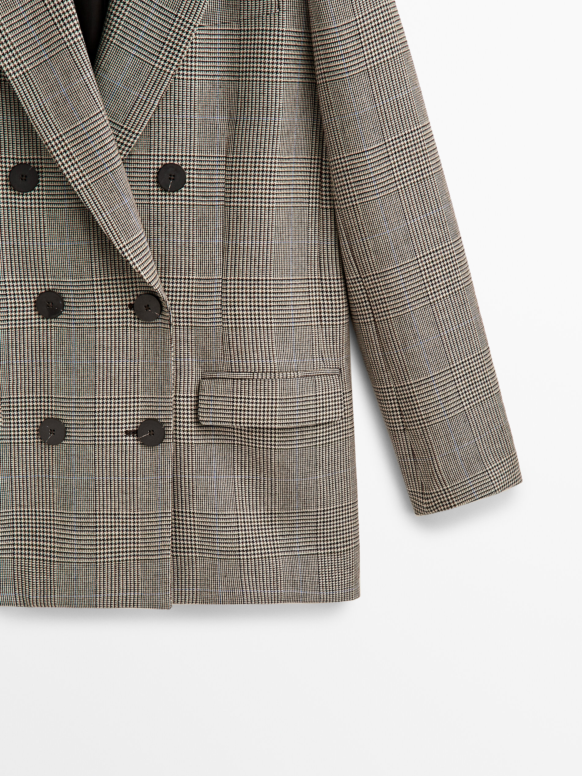 Americana cruzada cuadros - MARRÓN