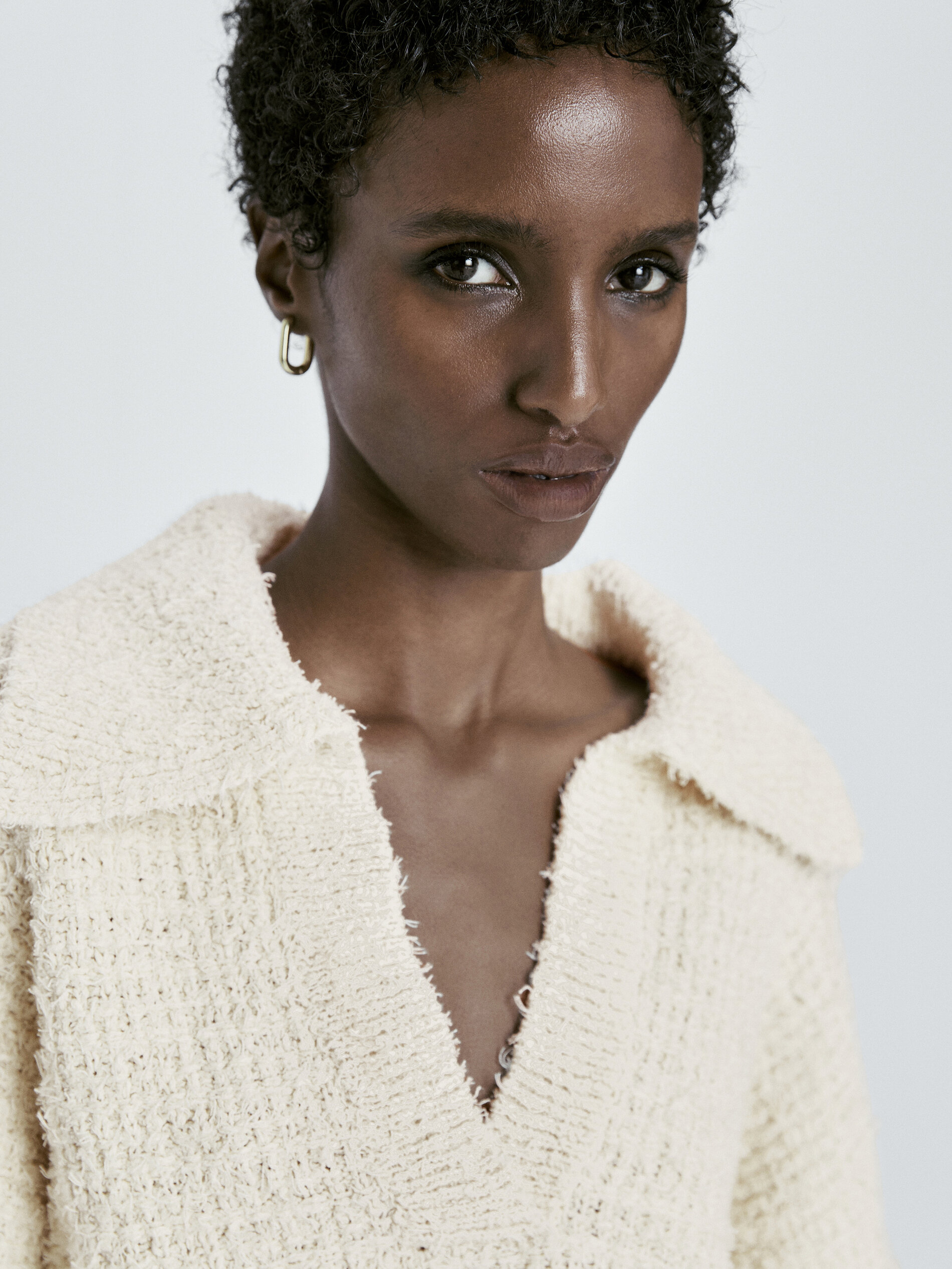 Jersey punto estructura cuello polo - BEIGE