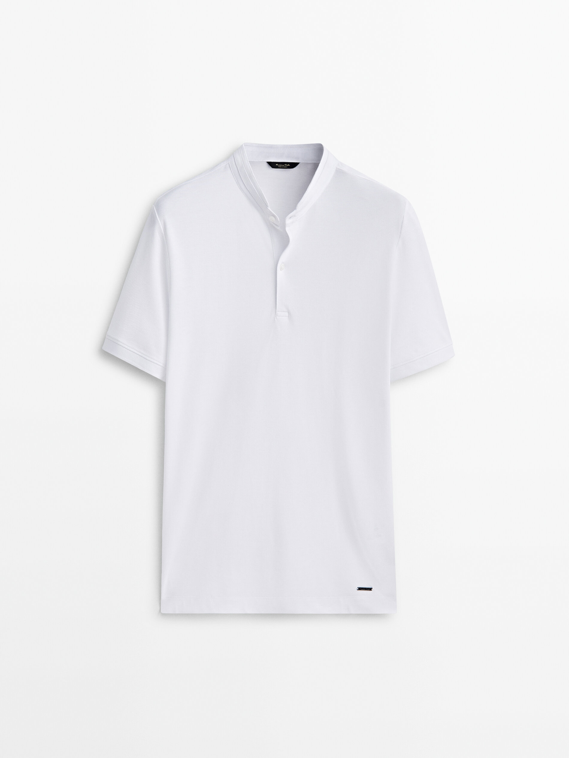 Polo 100% algodón cuello mao - BLANCO