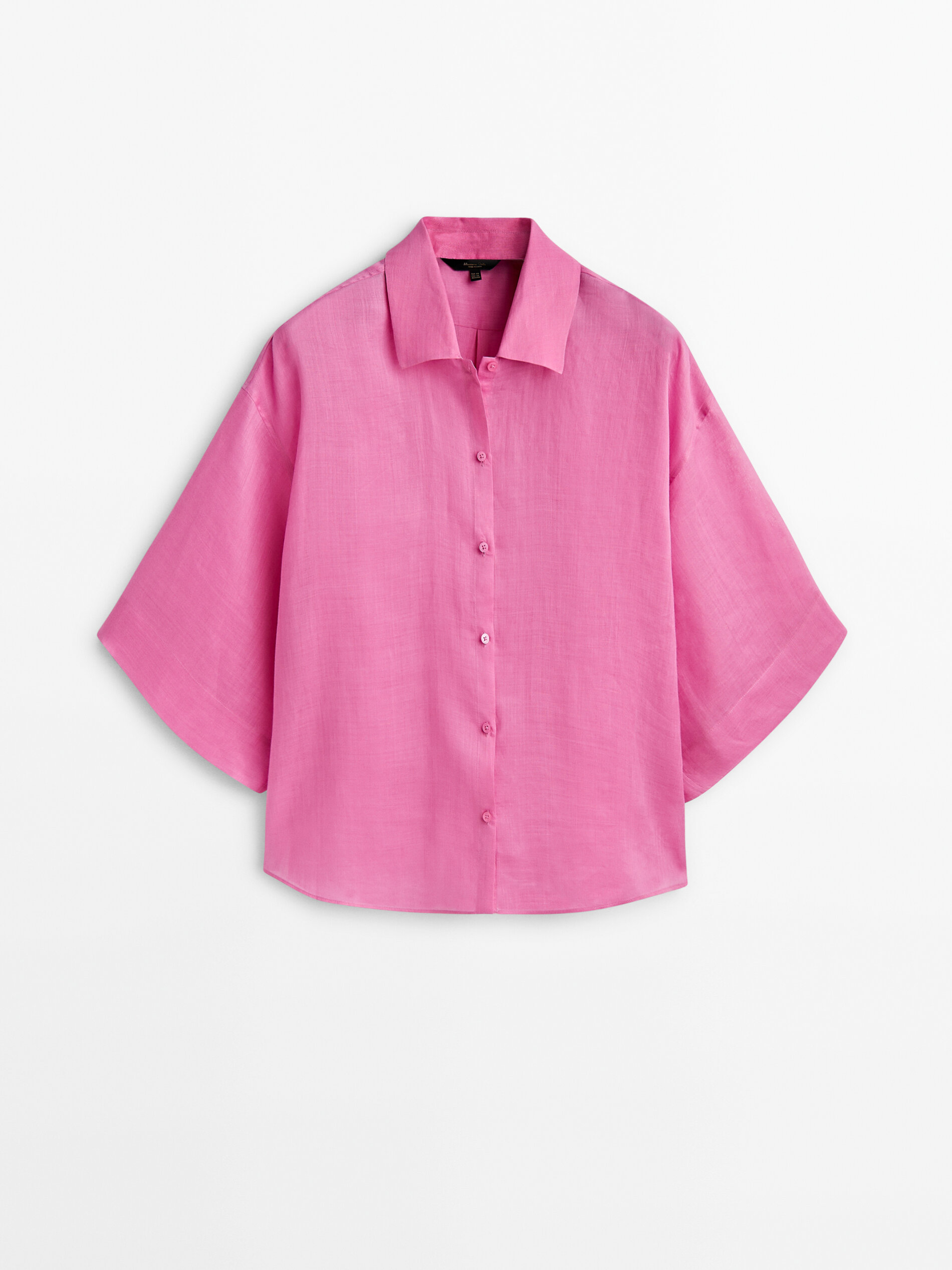 Camisa 100% ramio manga corta - ROSA