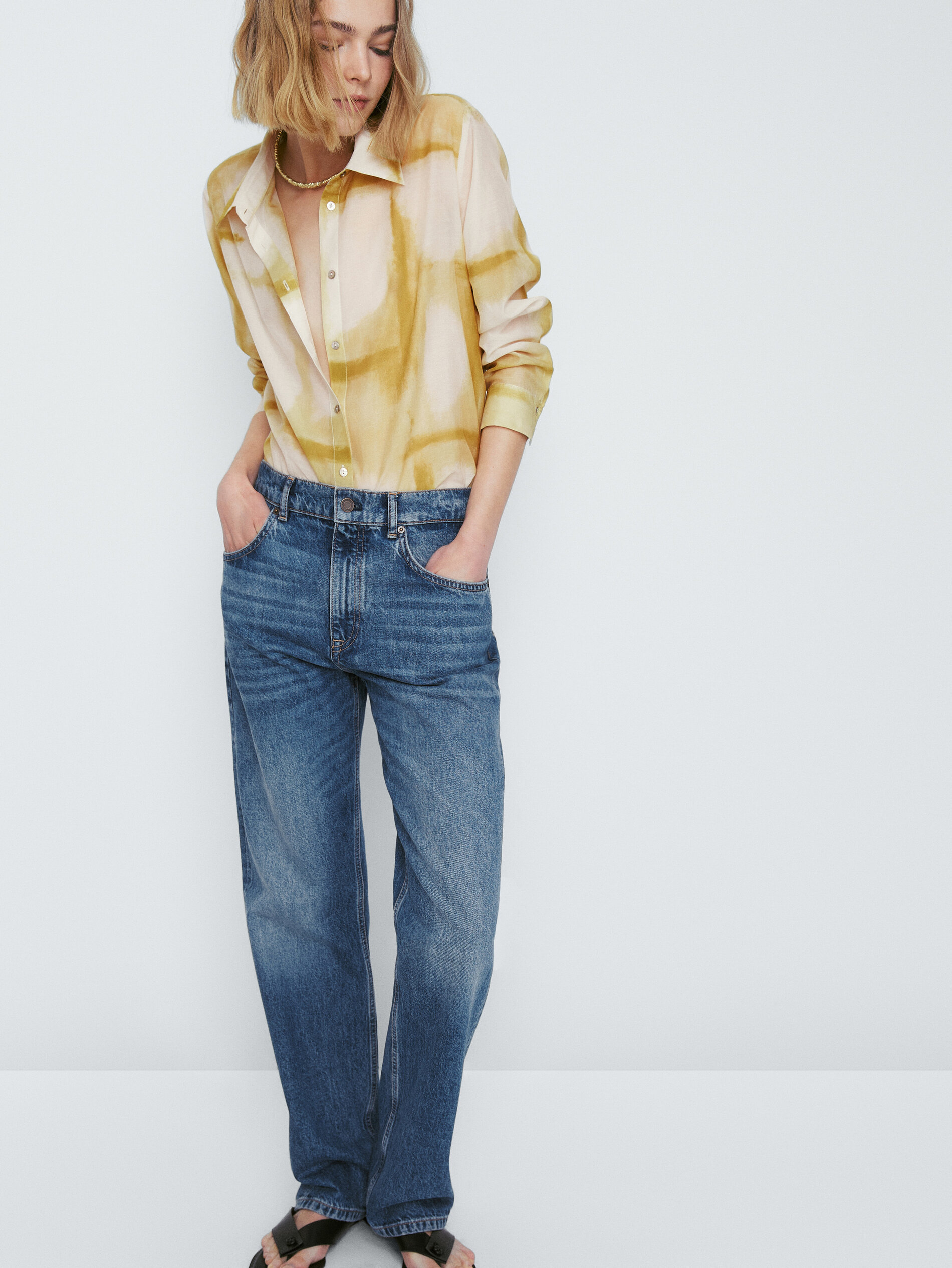 Camisa estampado difuminado - VERDE