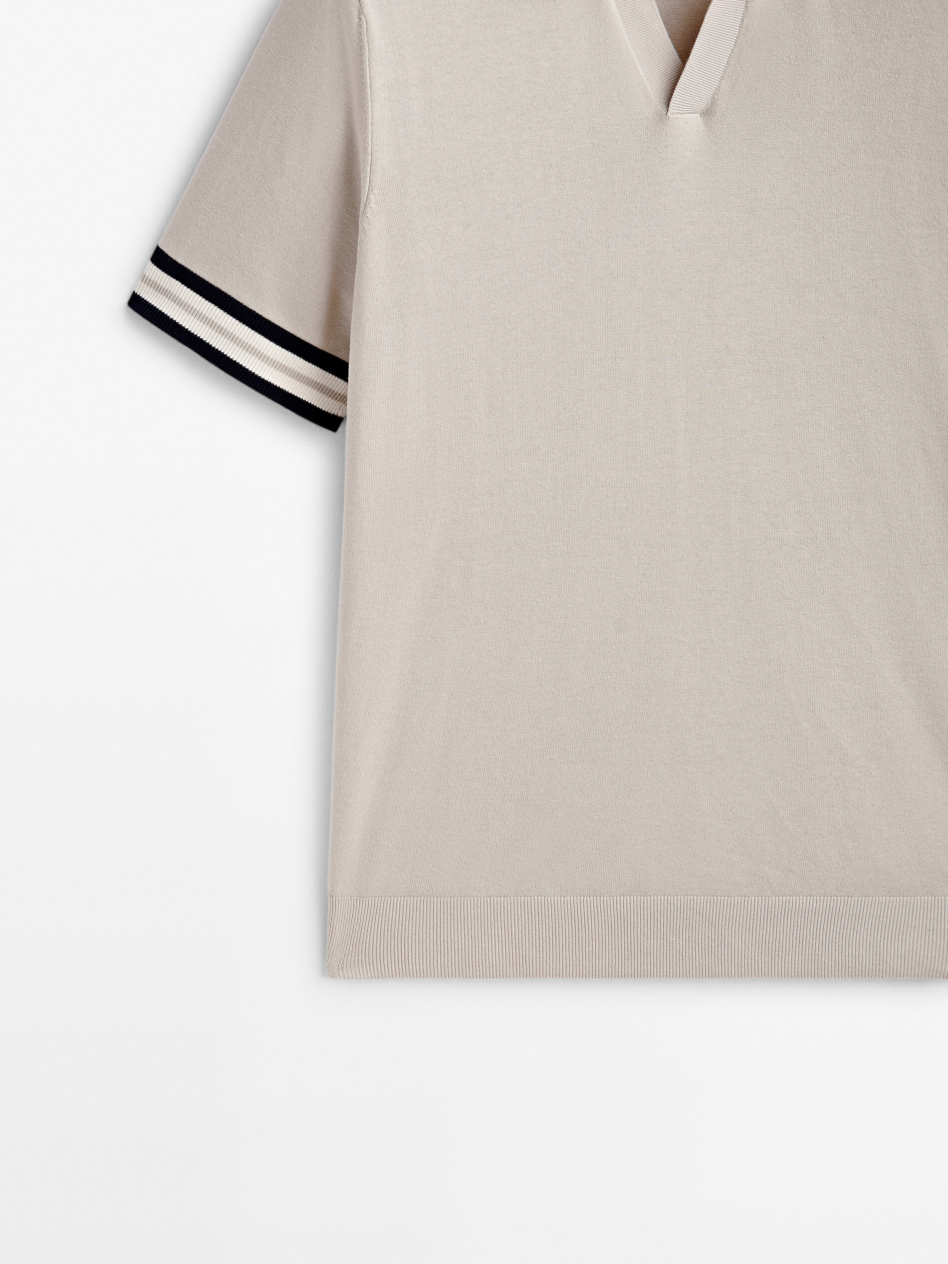 Jersey polo manga corta contraste - Beige