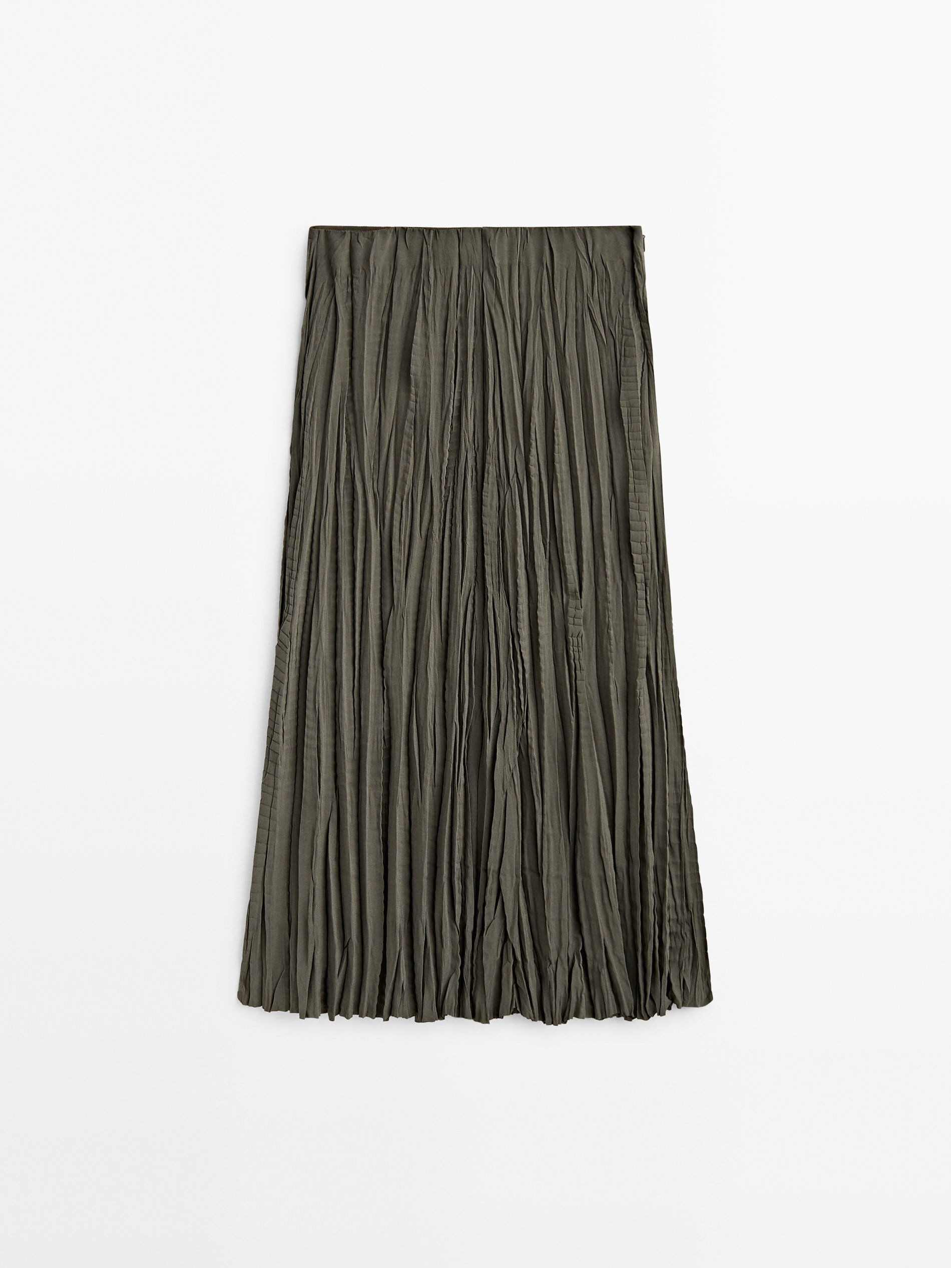 Falda midi plisada - KAKI