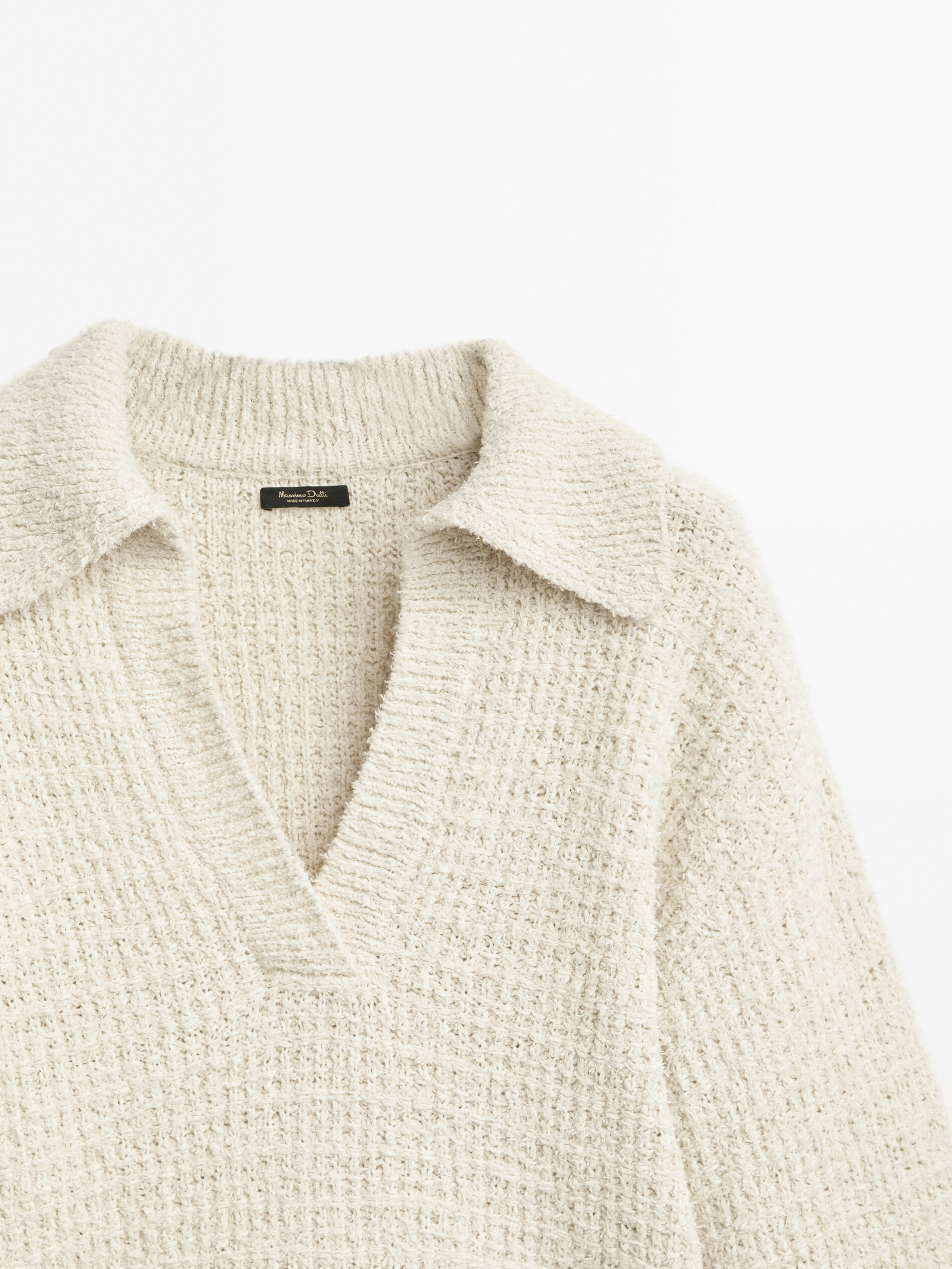 Jersey punto estructura cuello polo - BEIGE