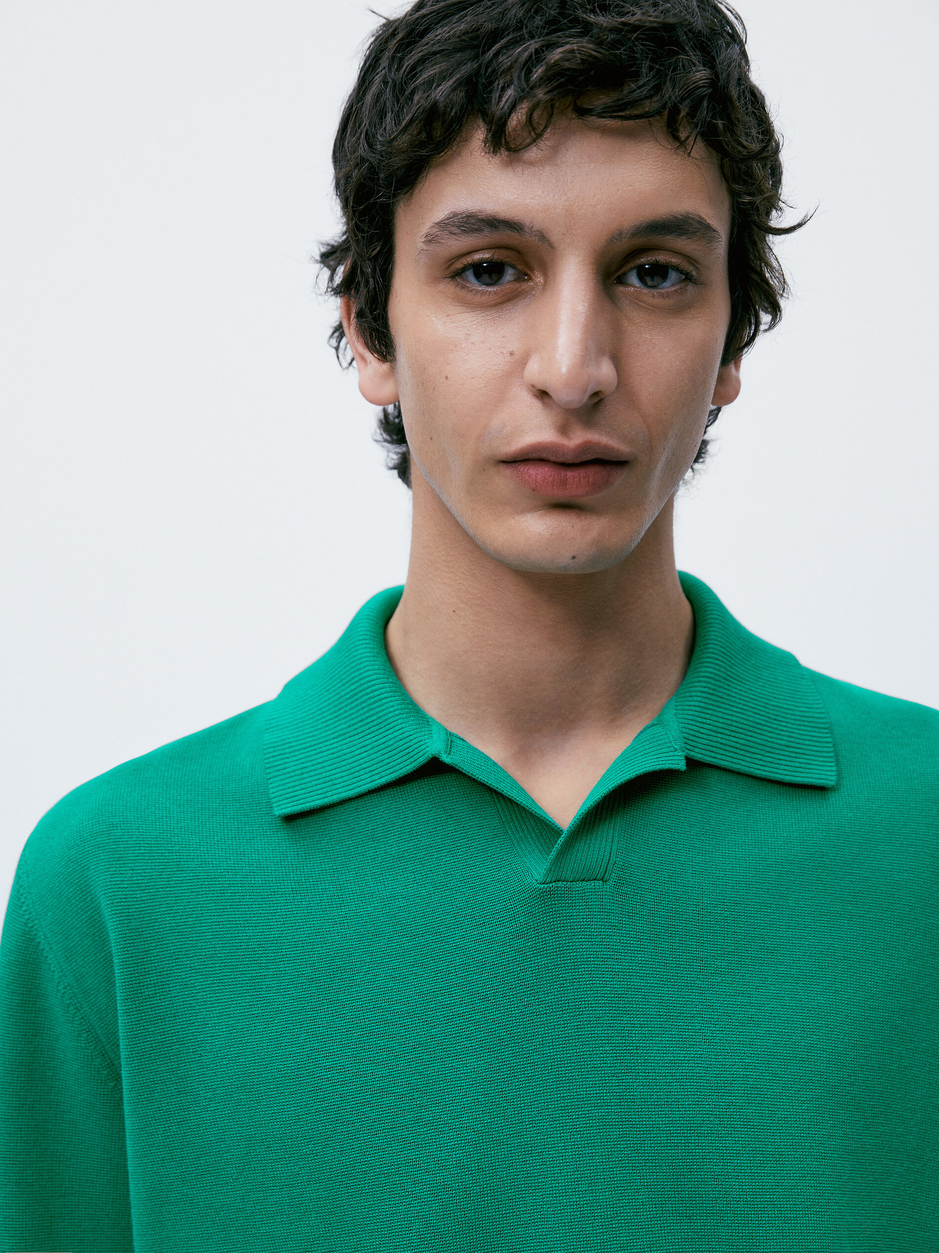 Jersey punto milano algodón cuello polo - Verde