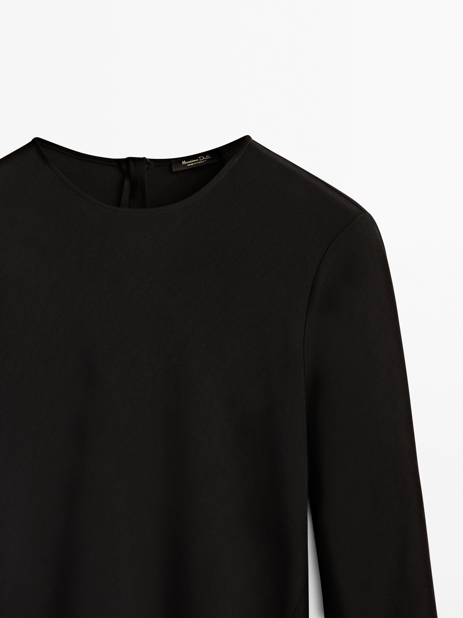 Vestido largo fluido manga larga - NEGRO