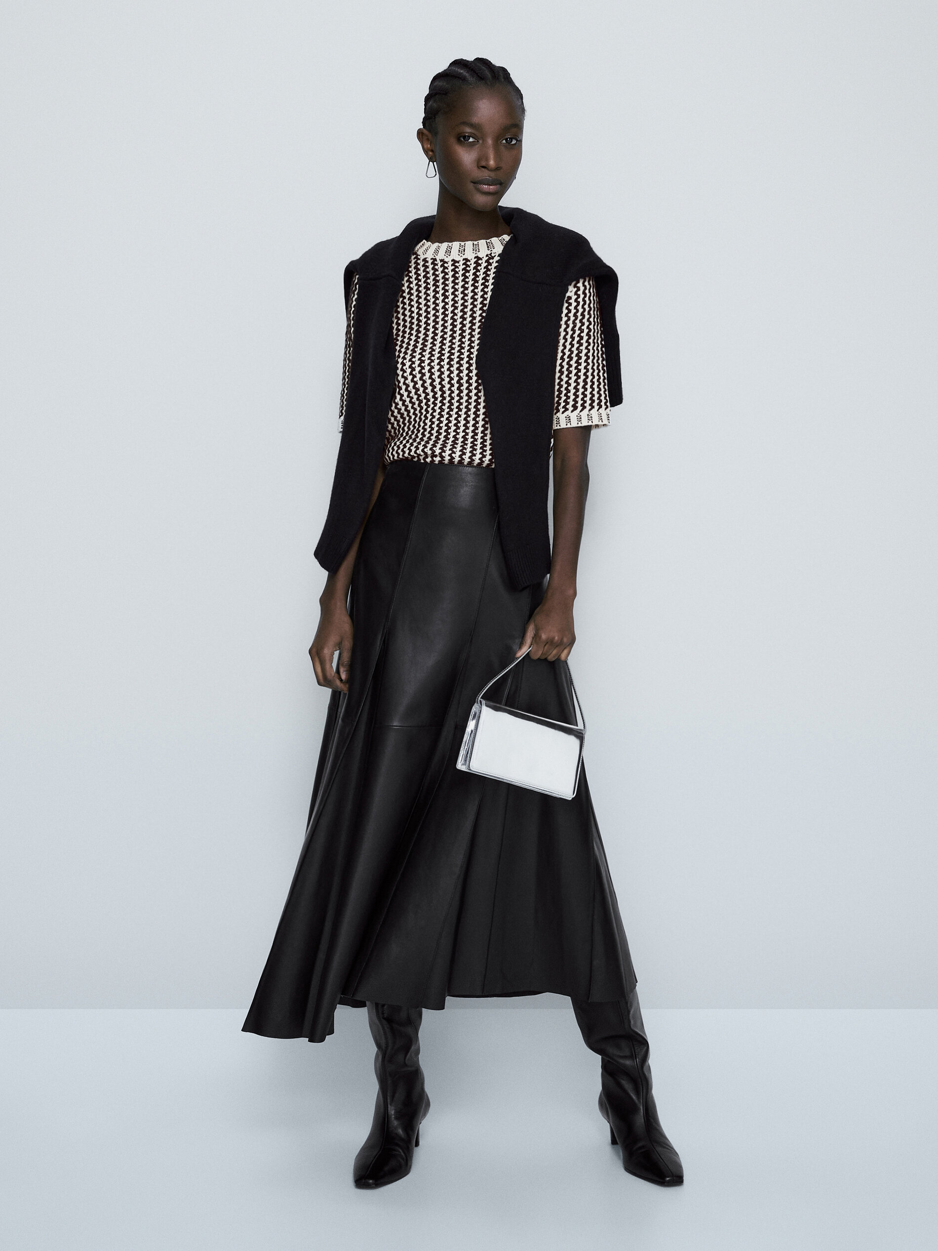 Jersey punto manga corta zigzag - AZUL MARINO