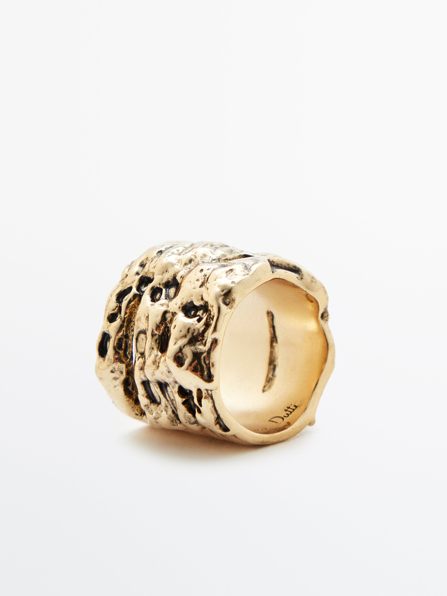 Anillo textura baño oro - ORO
