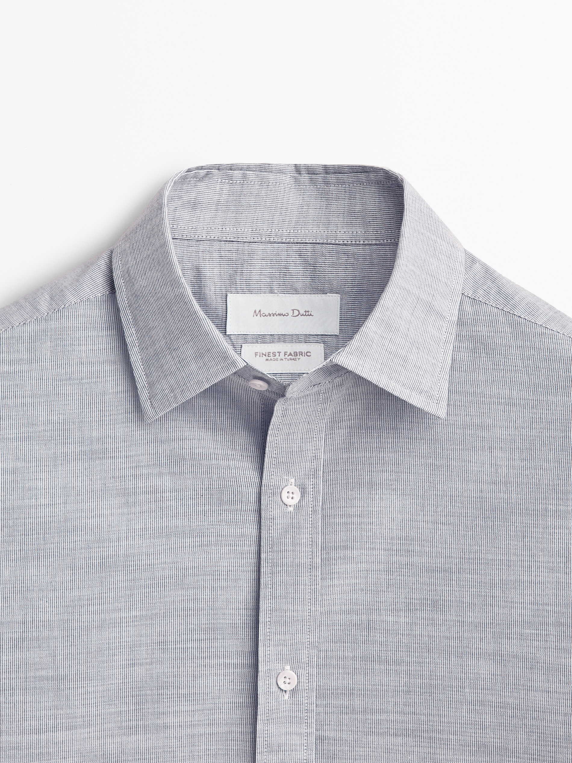 Camisa mil rayas algodón slim fit - AZUL MARINO