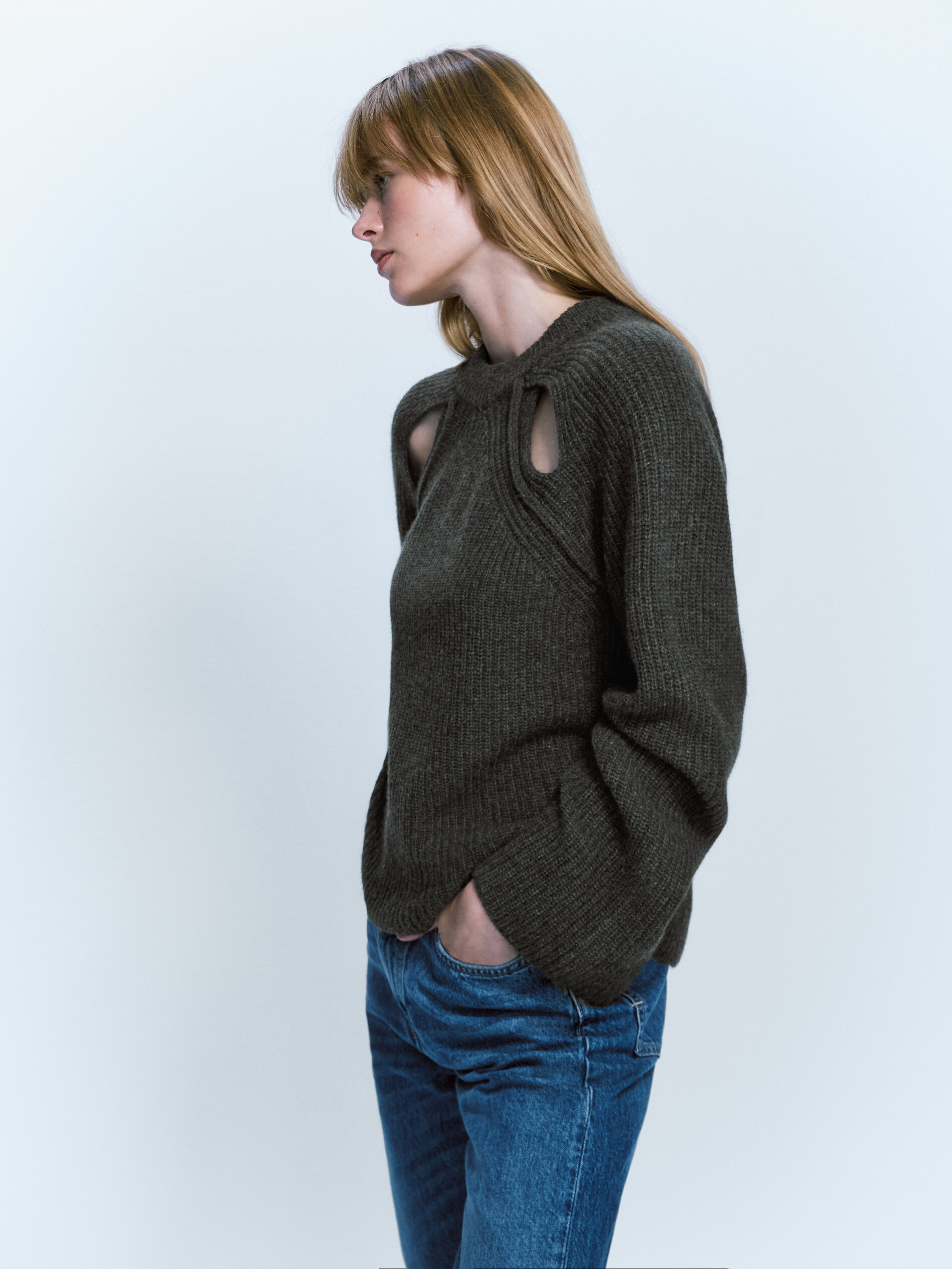 Jersey punto perlado cut out - GRISMEDIO