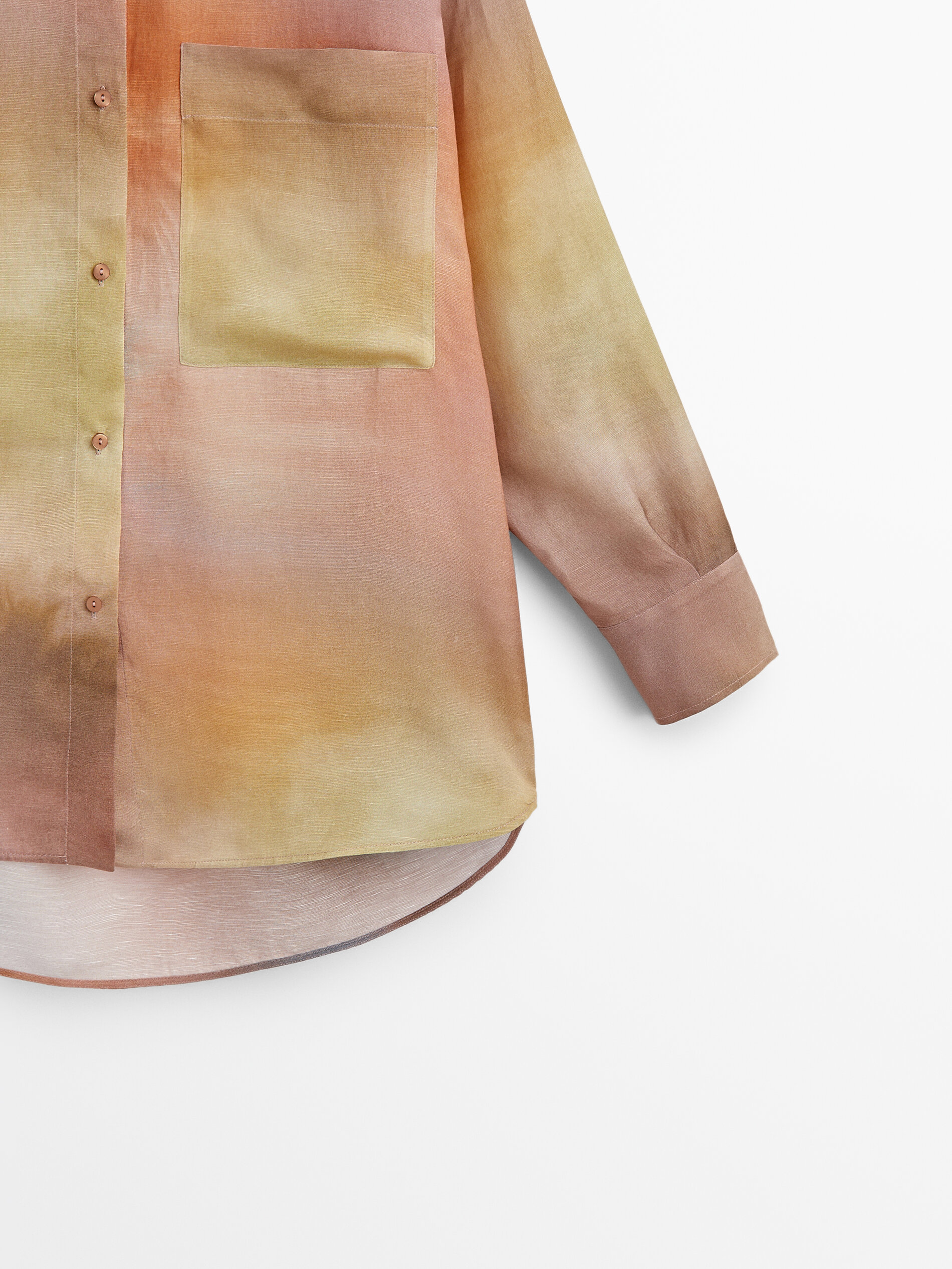 Camisa estampada bolsillo - NARANJA