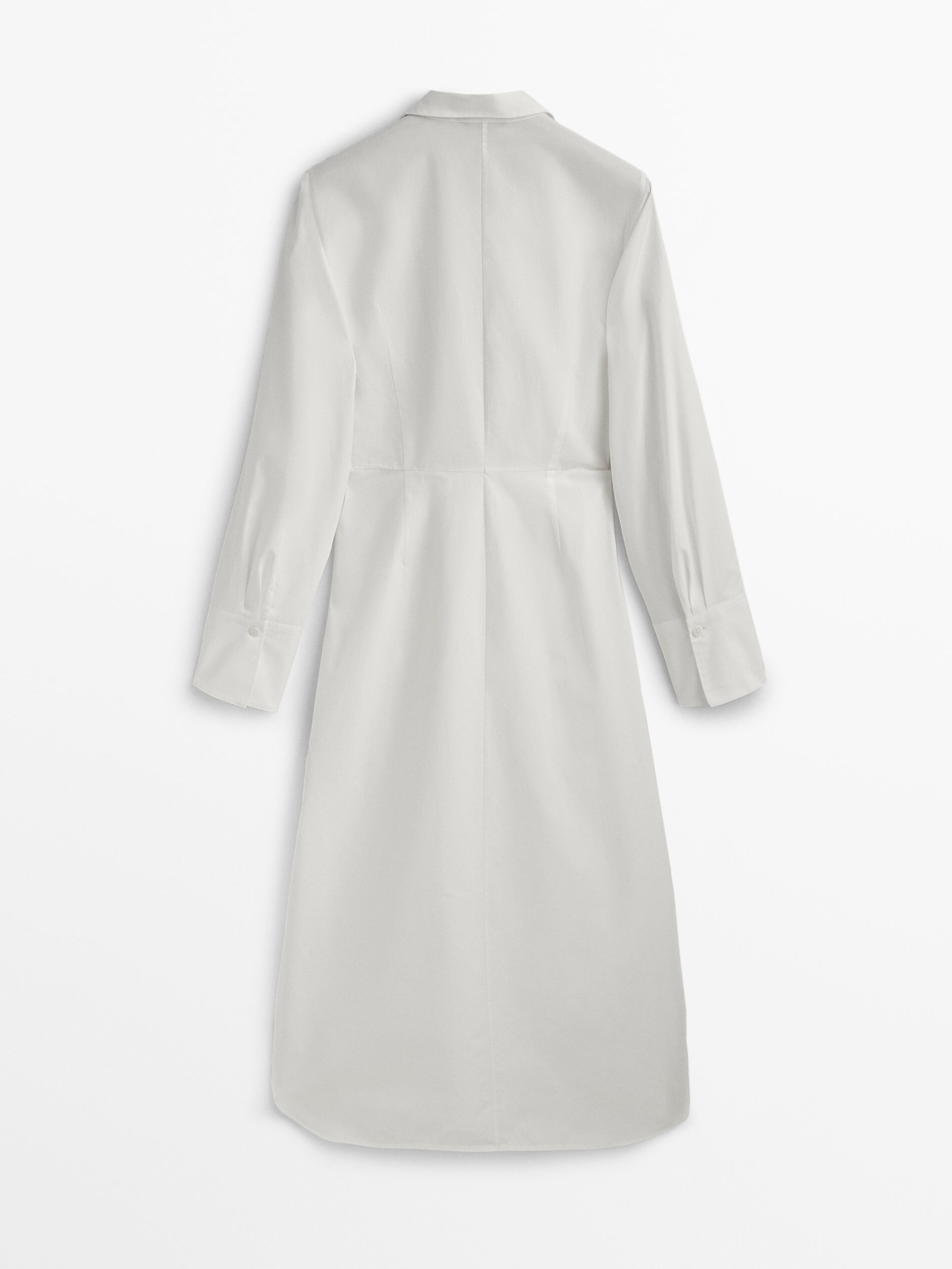 Vestido camisero popelín detalle nudo - BLANCO