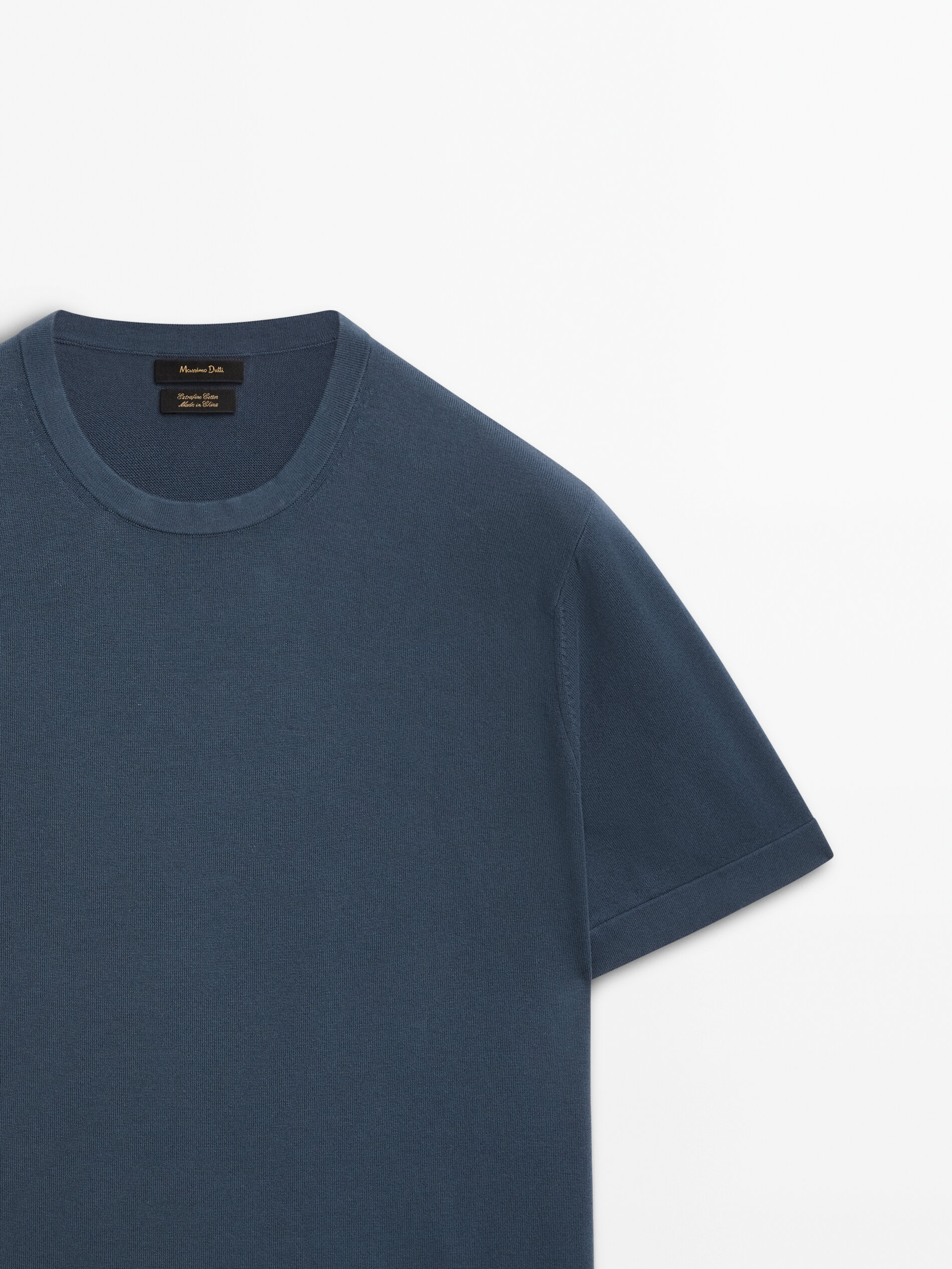 Jersey punto algodón manga corta - Azul Oscuro