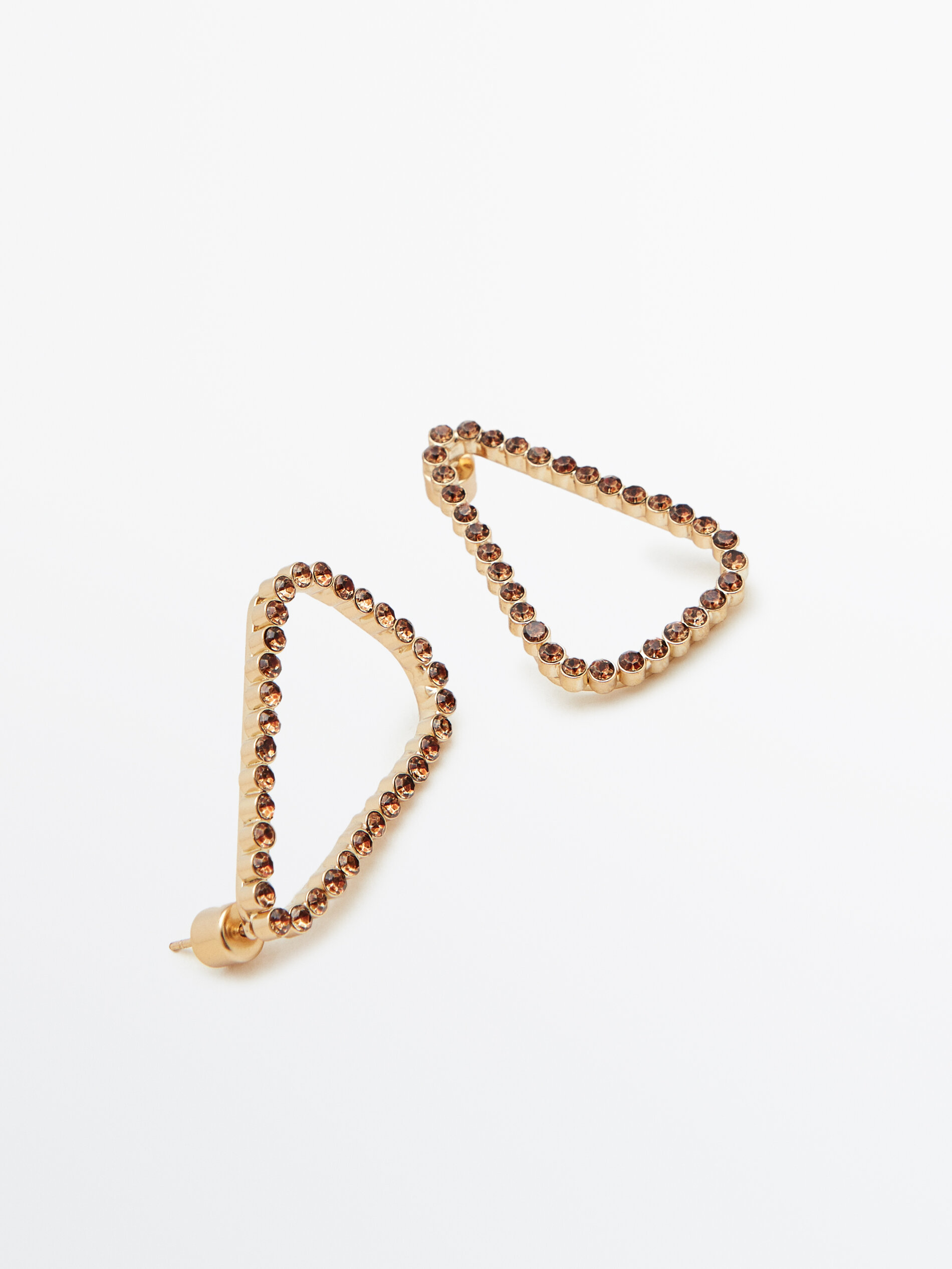 Pendientes triángulo piedras baño oro - ORO