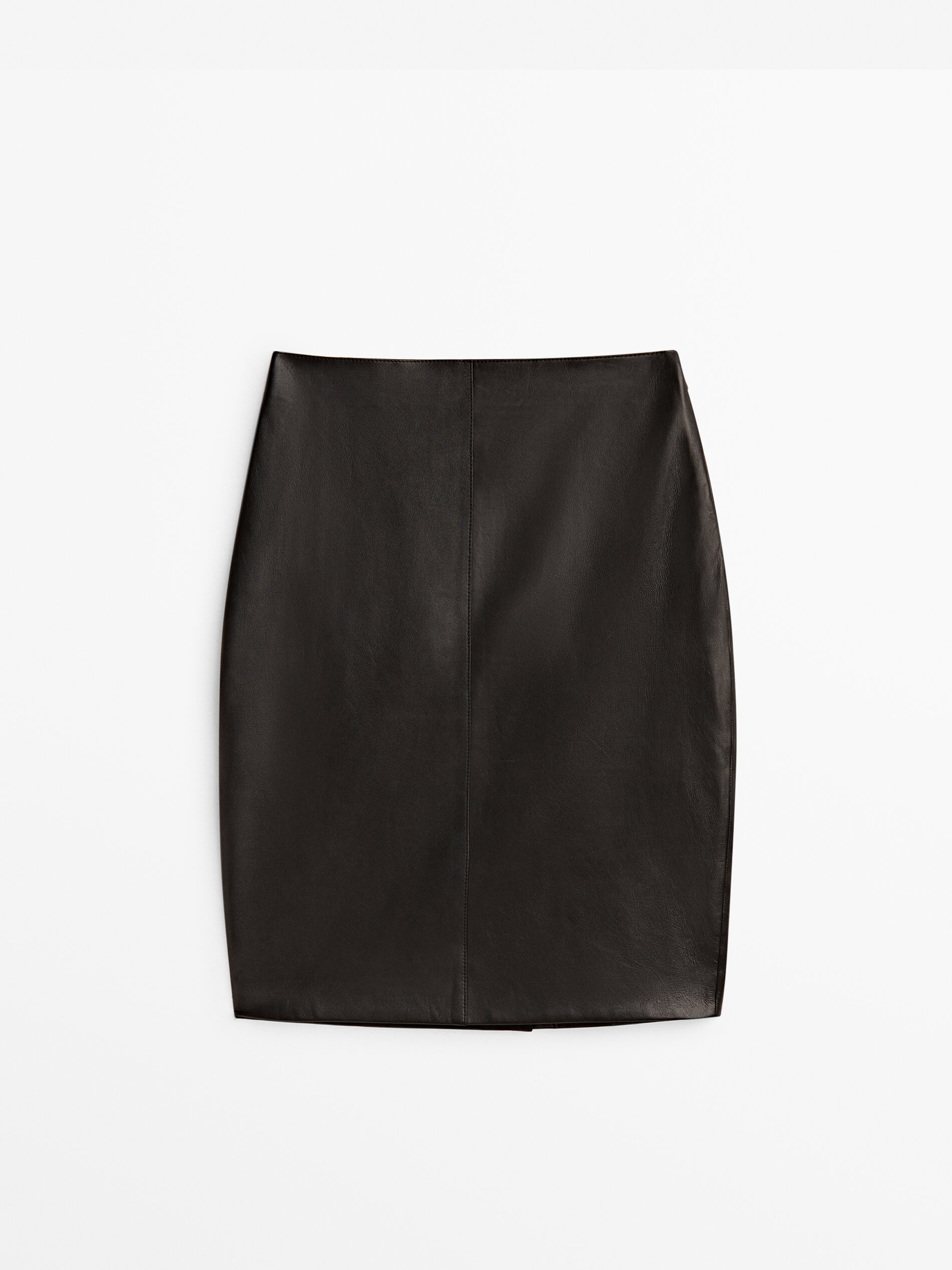 Falda midi piel napa - NEGRO