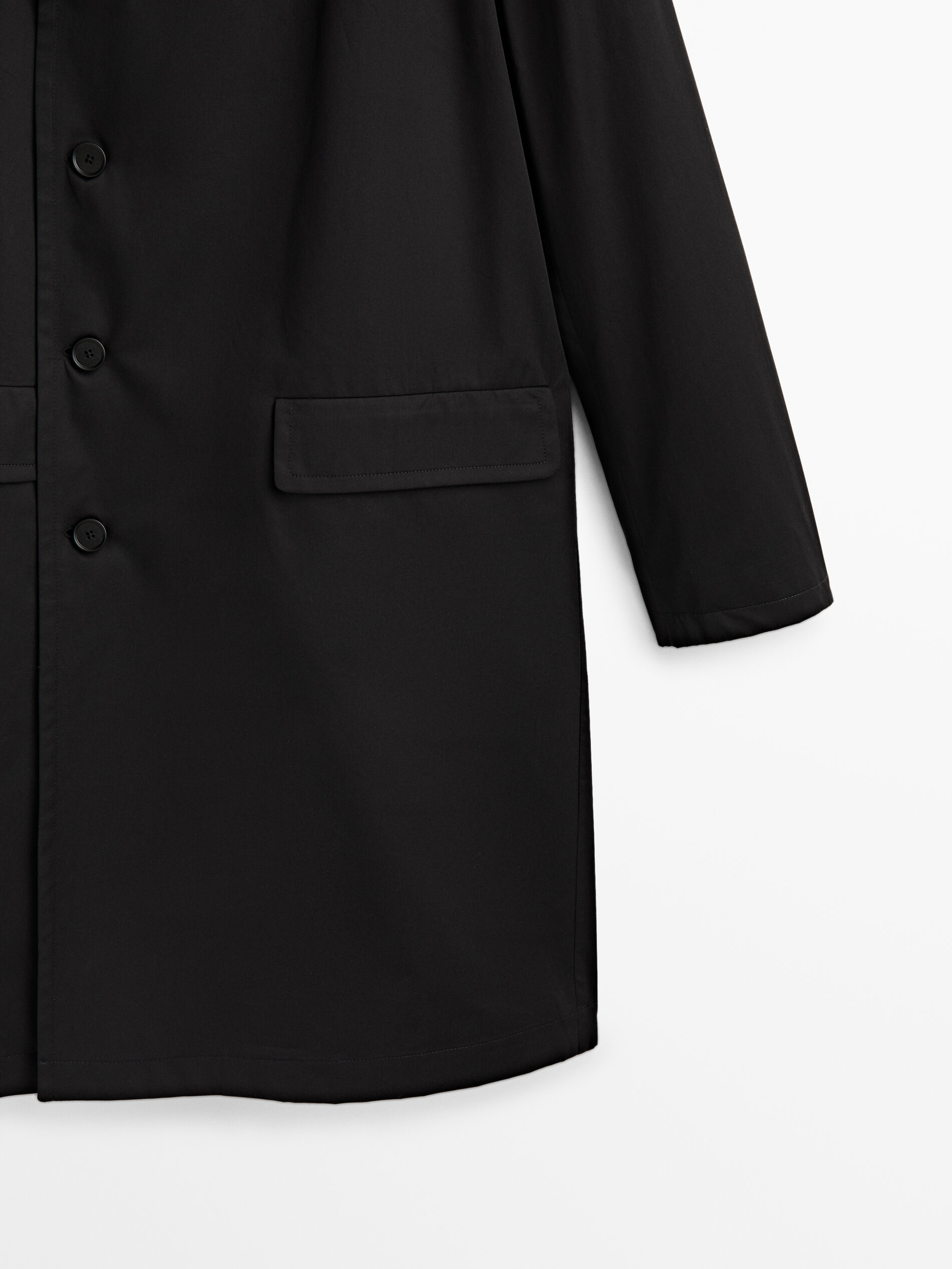 Chaqueta trench negra algodón -Studio - NEGRO