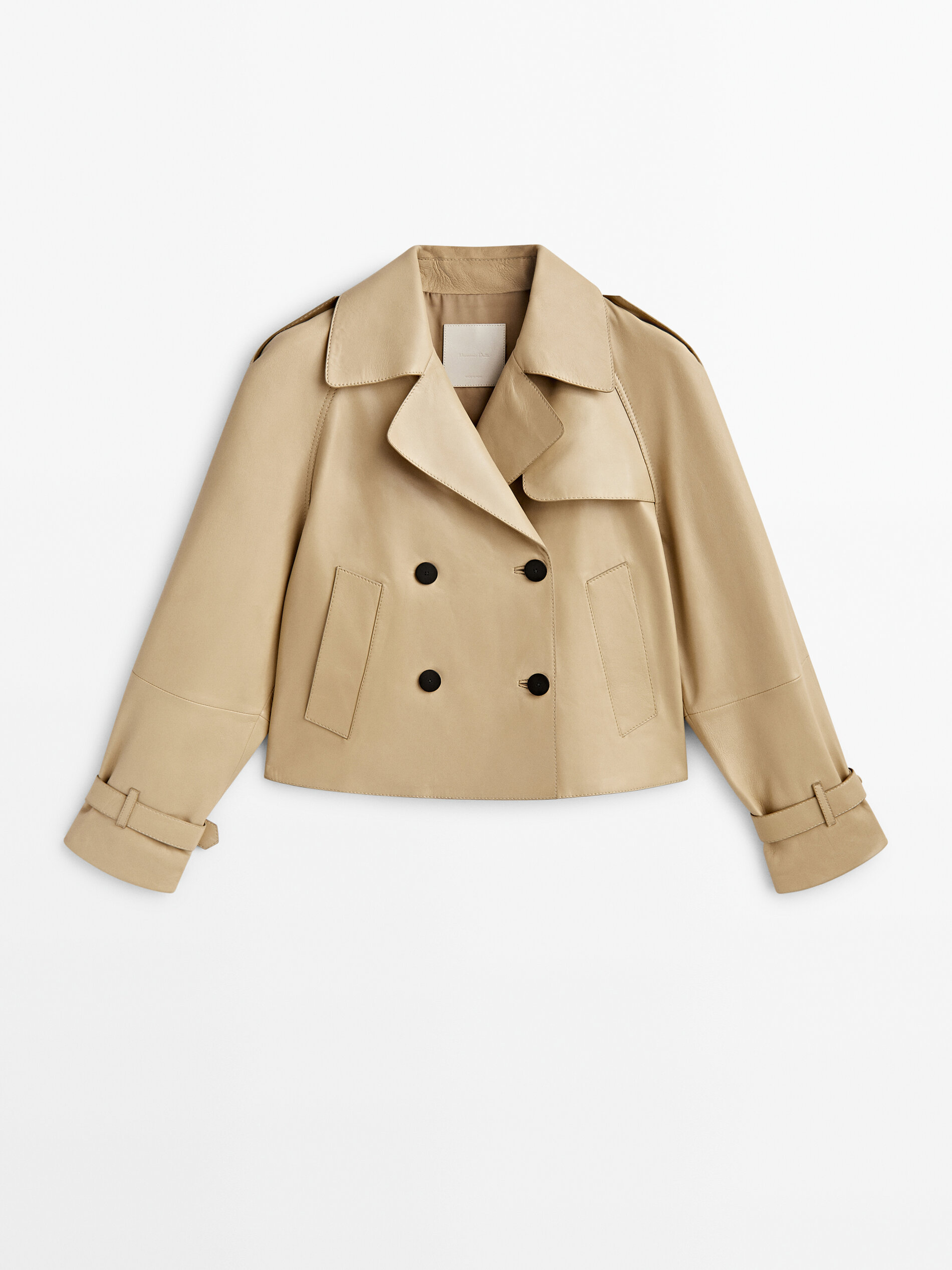 Chaqueta trench crop piel napa - BEIGE
