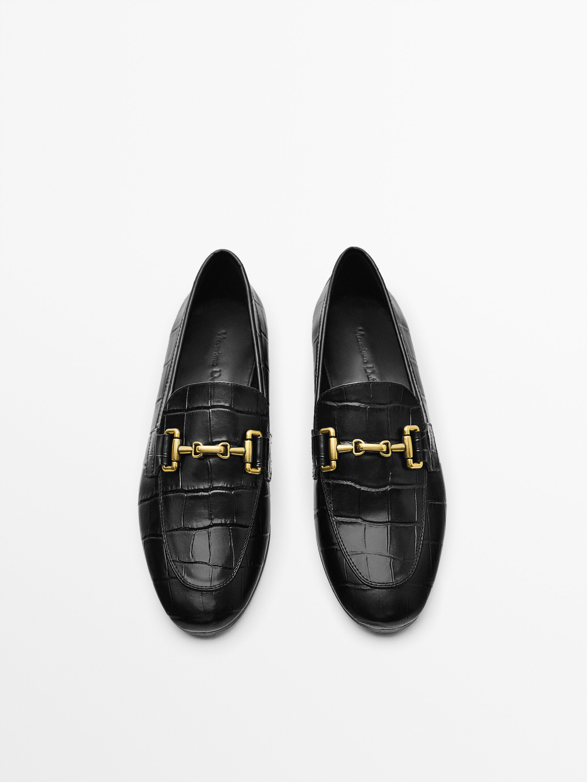 Mocasín piel hebilla metálica - NEGRO