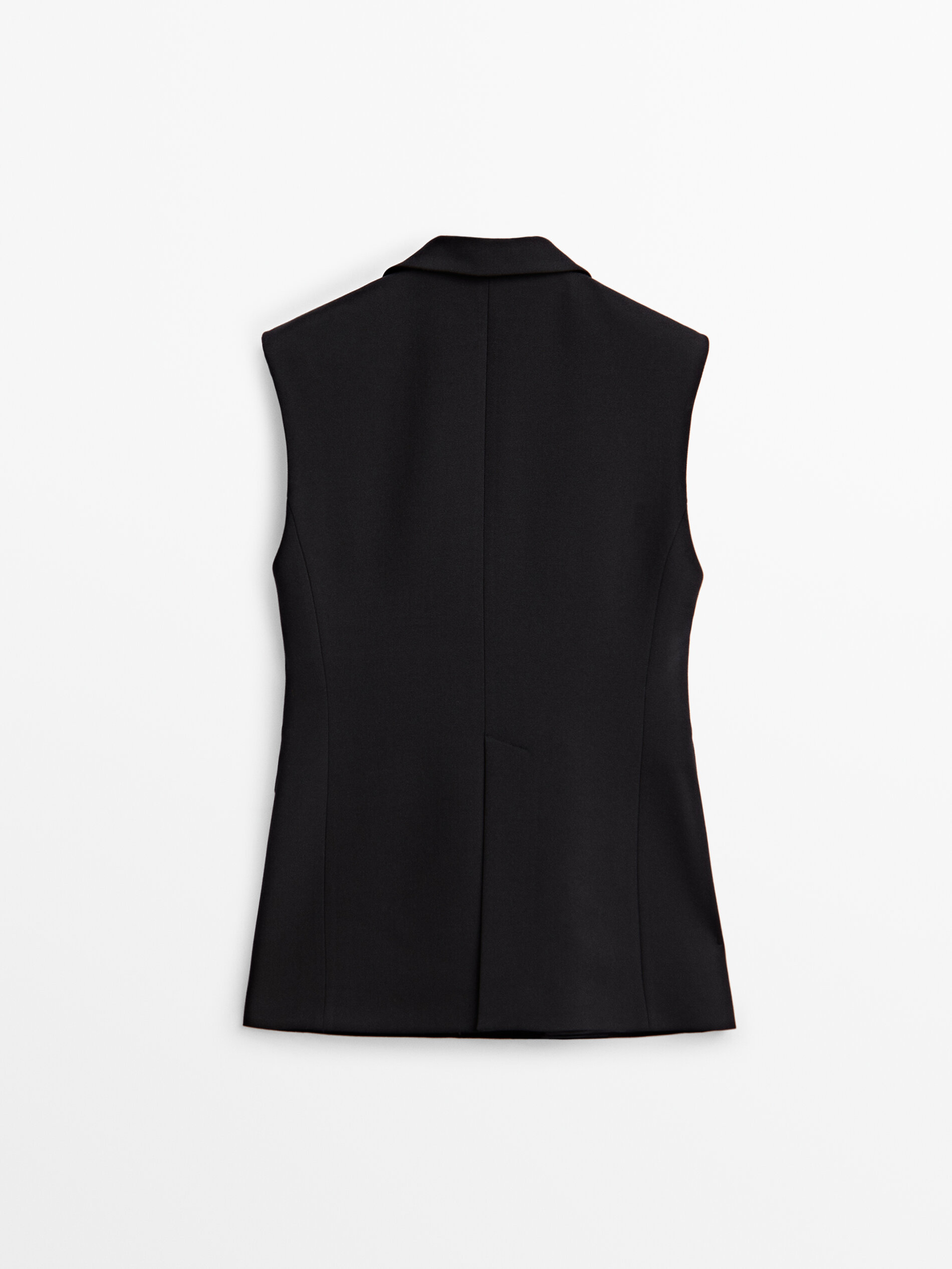 Chaleco largo negro botones - NEGRO