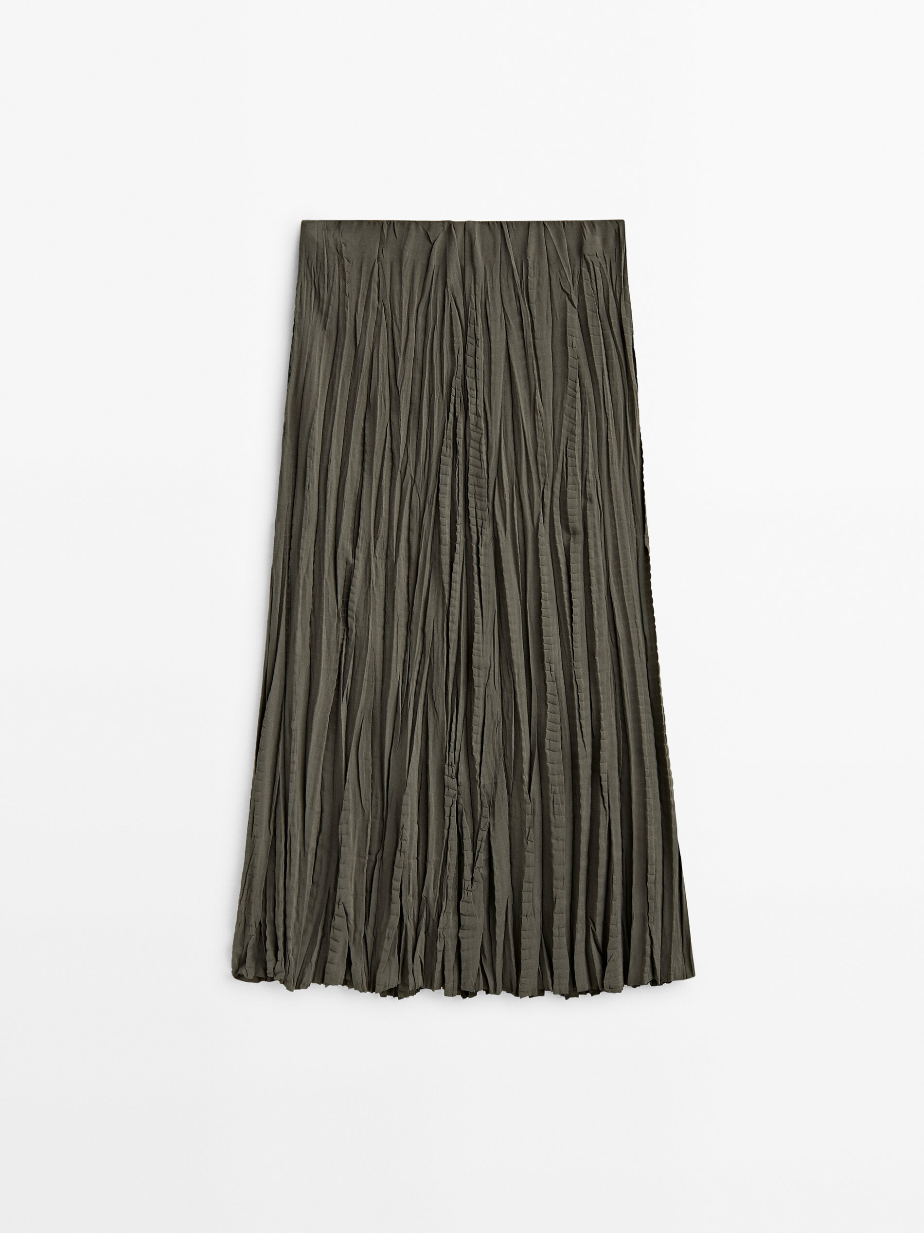 Falda midi plisada - KAKI