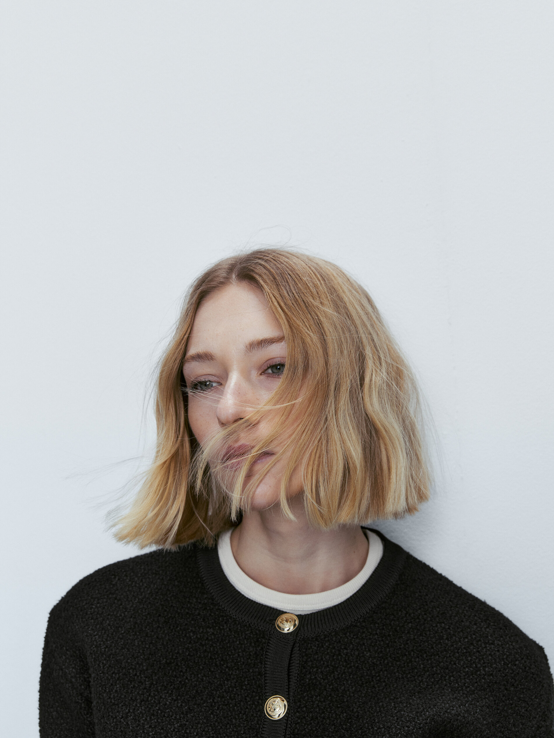 Cárdigan punto bouclé bolsillos - NEGRO