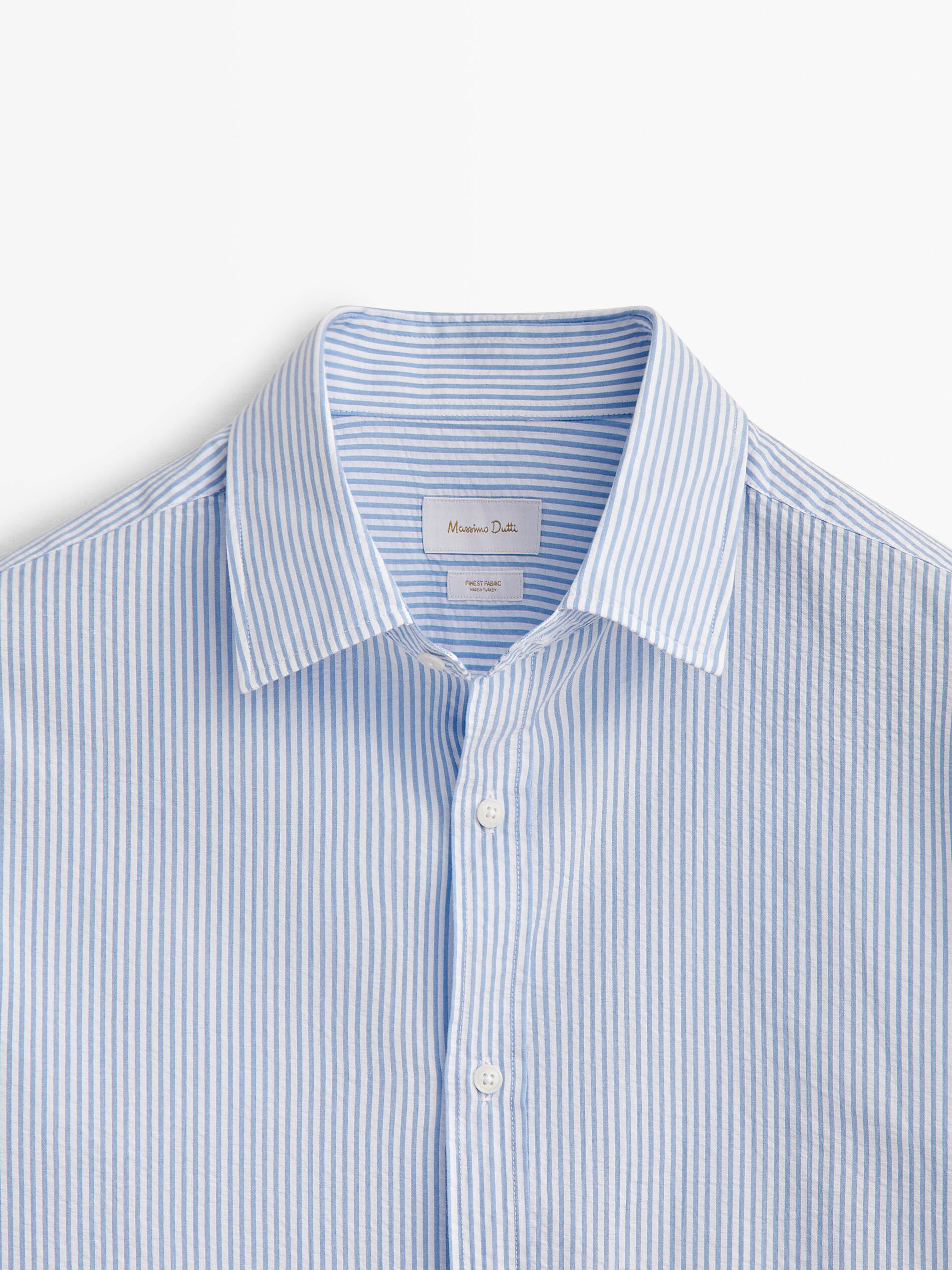 Camisa rayas estructura seersucker regular fit - CELESTE