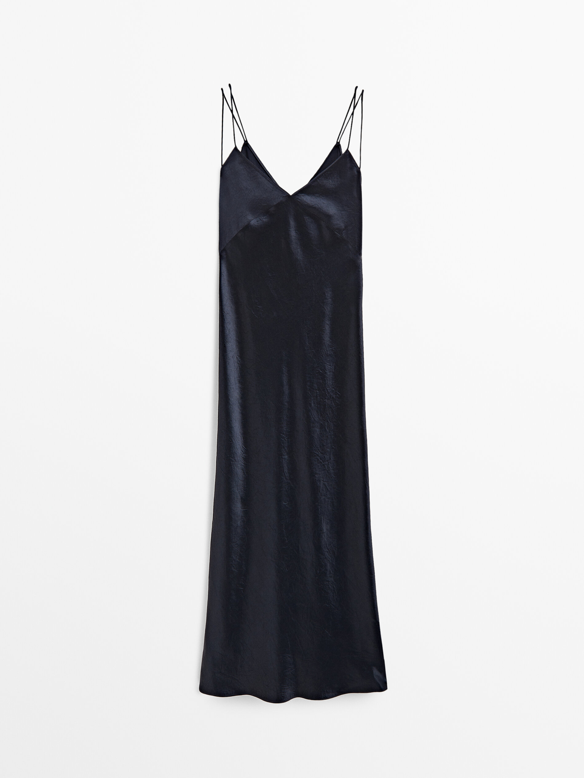 Vestido lencero satinado - Azul Oscuro