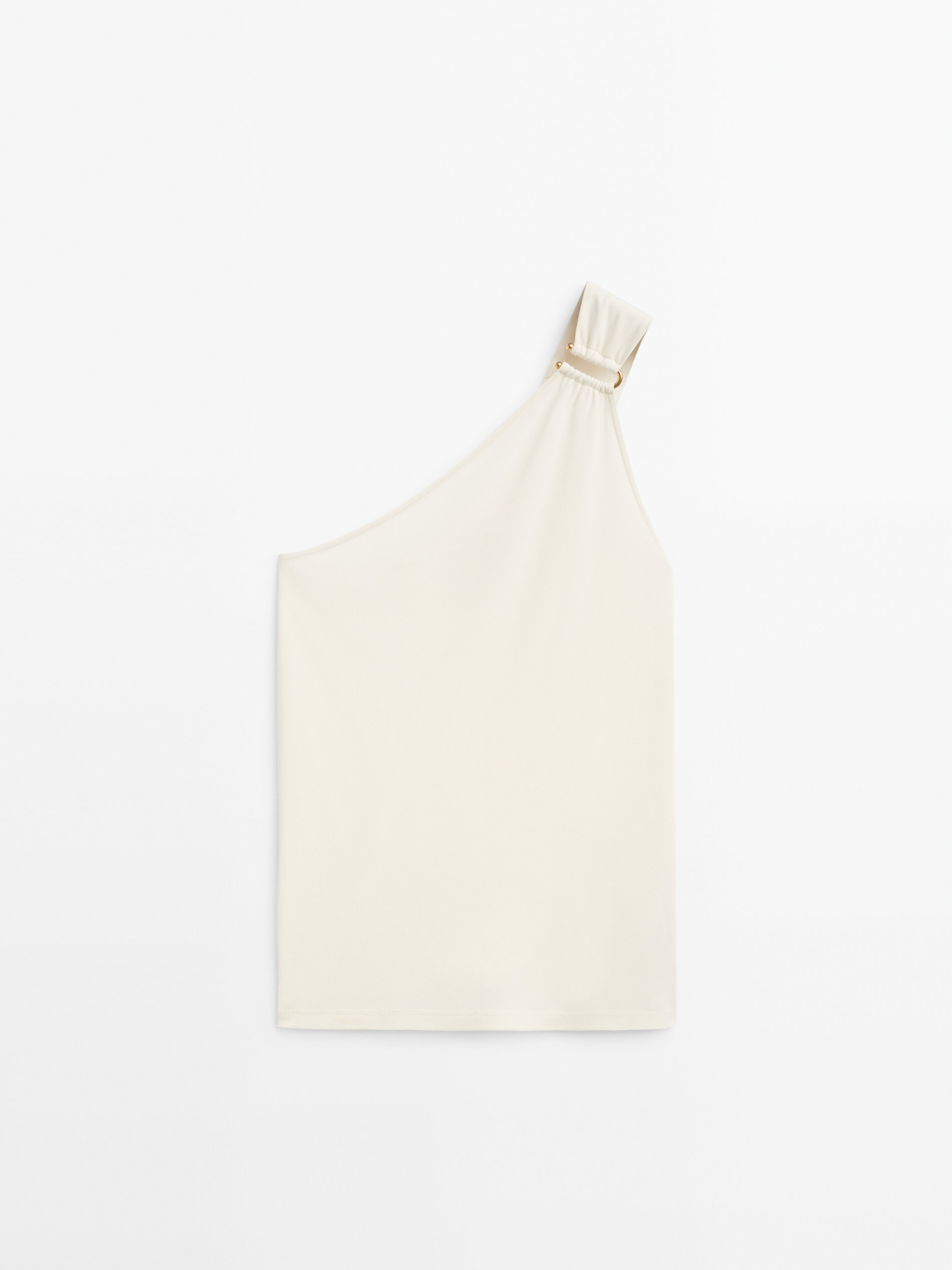 Top asimétrico detalle pieza dorada - CRUDO