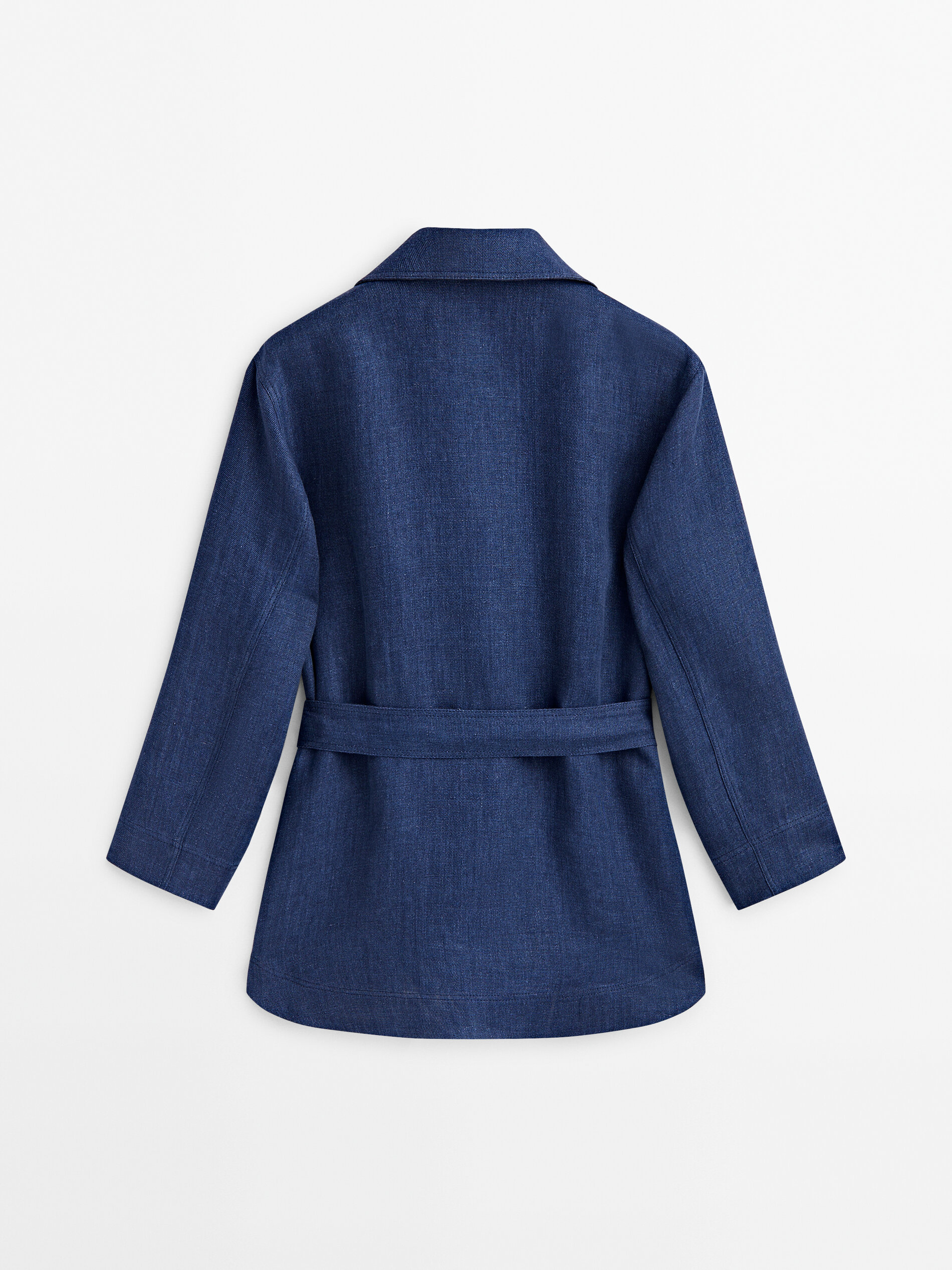 Sobrecamisa conjunto lino efecto denim - AZUL MARINO