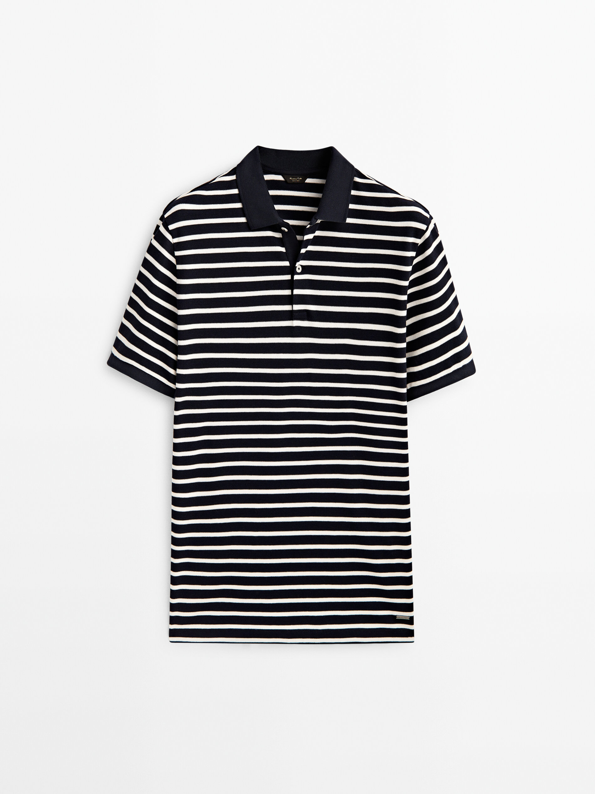 Polo rayas manga corta algodón - AZUL MARINO