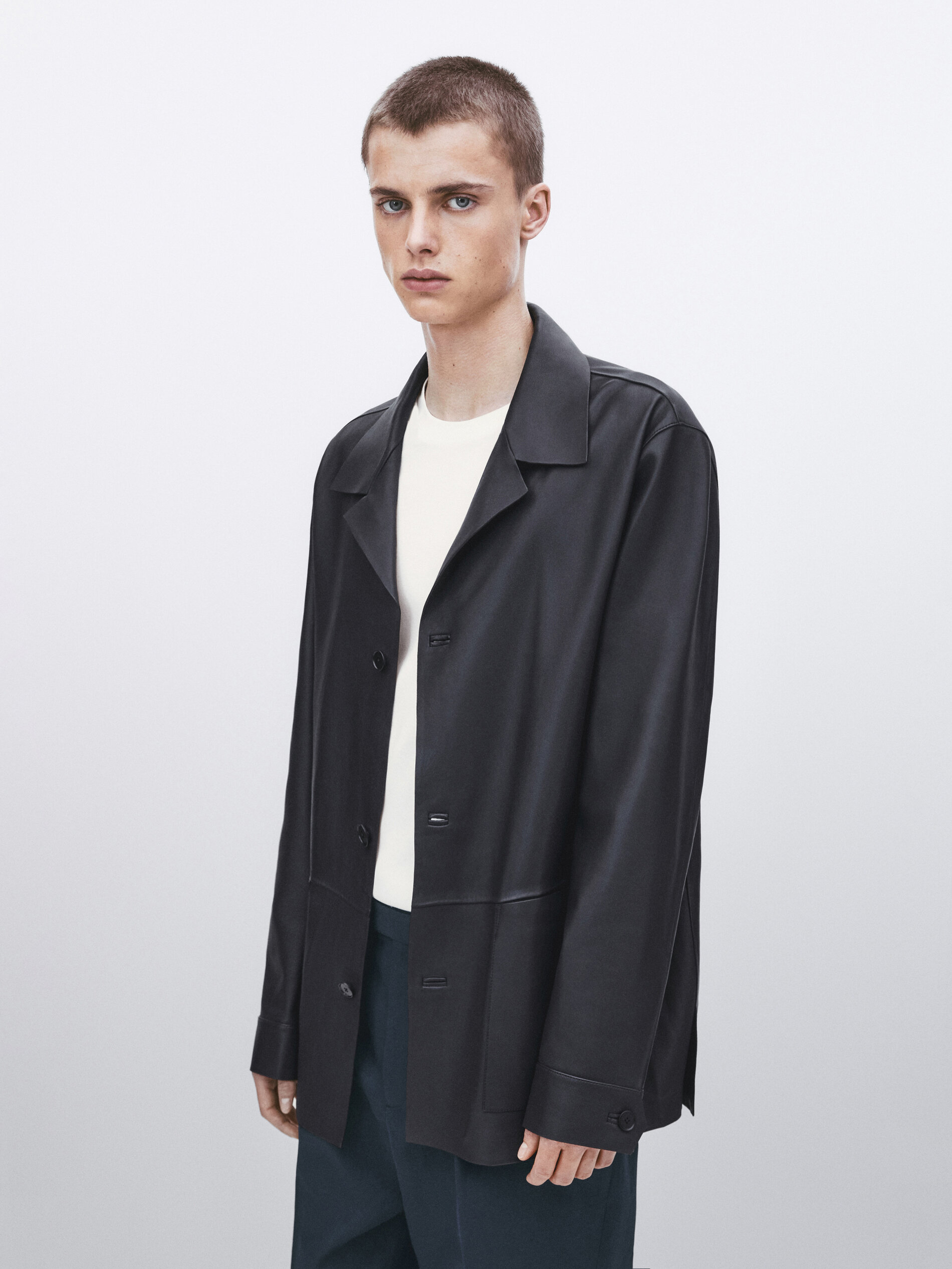 Sobrecamisa piel napa -Studio - AZUL OSCURO