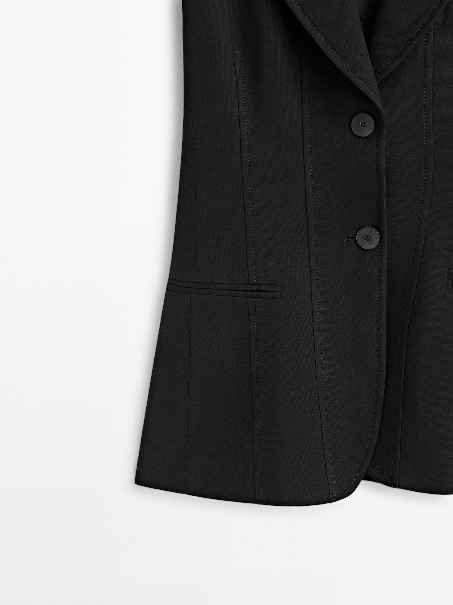 Chaleco entallado negro botones - NEGRO