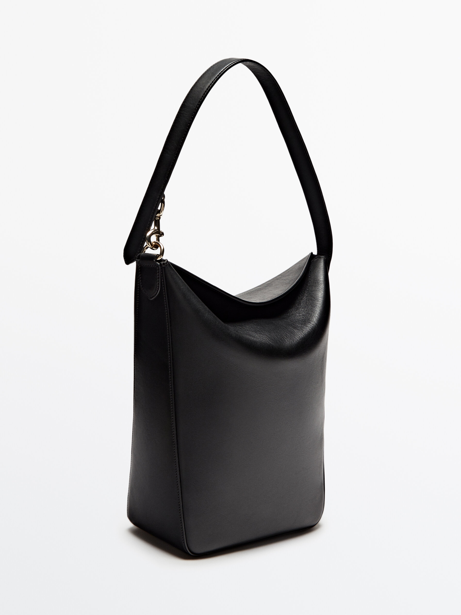 Bolso hombro cubo piel napa - NEGRO