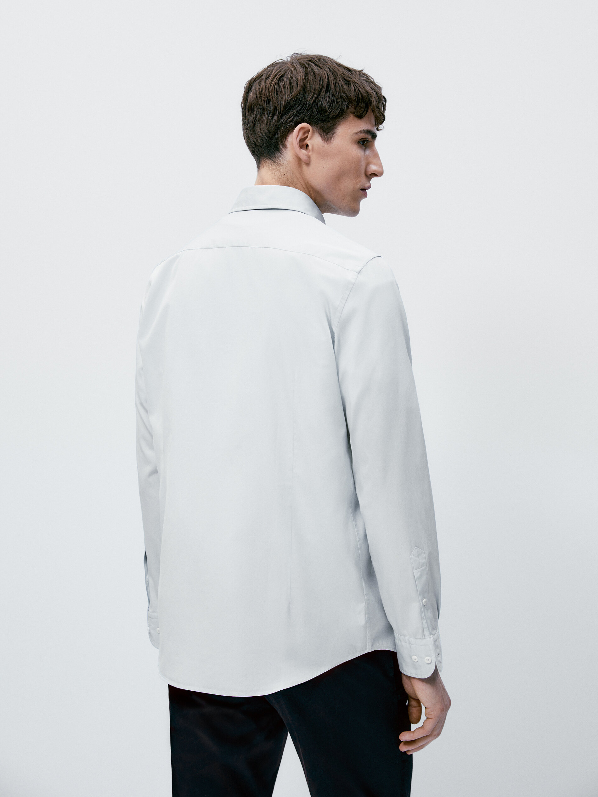 Camisa popelín algodón slim fit - Azul Claro